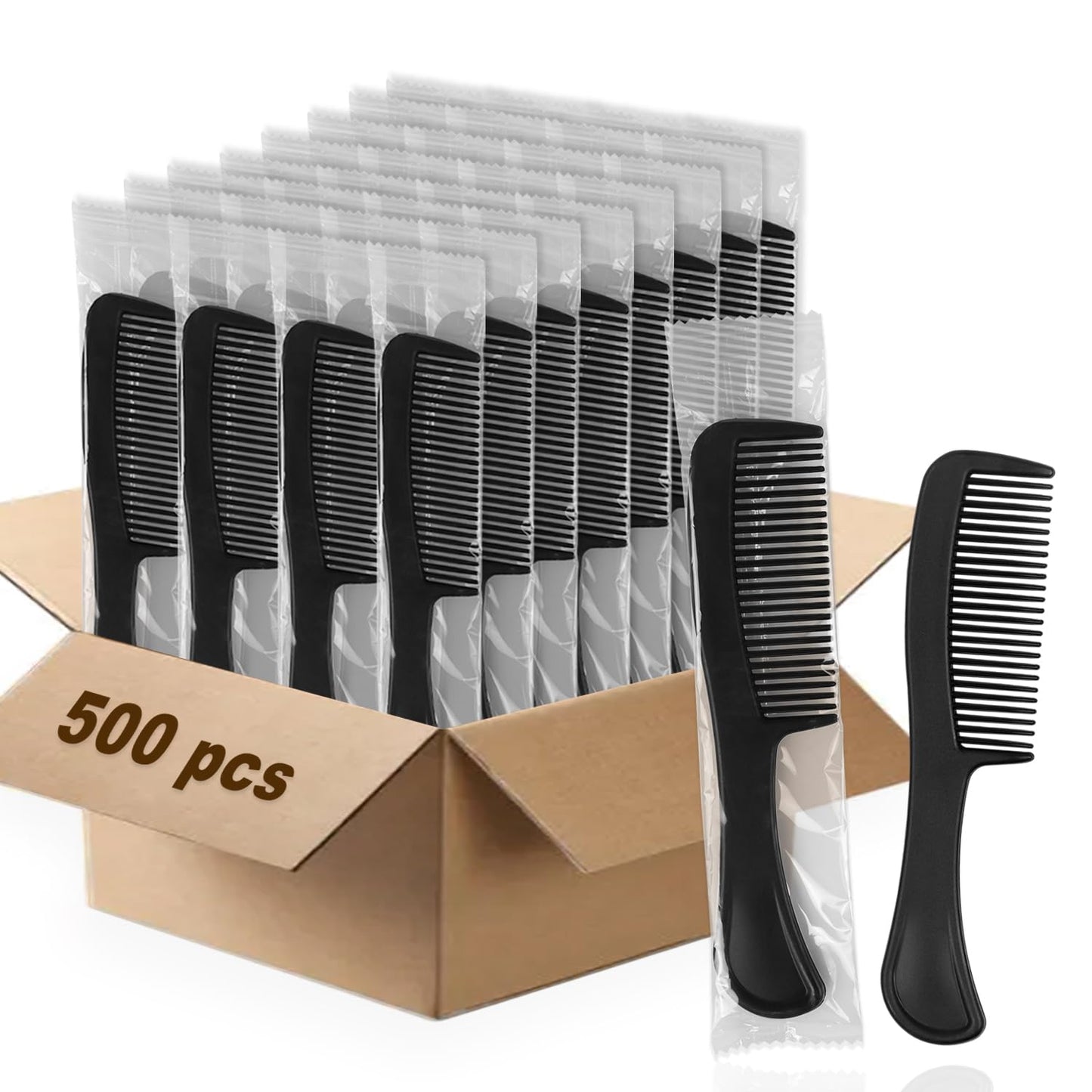 HQSLsund 200 pcs Combs, Polypropylene (PP) Hair Combs in Bulk, Individually Wrapped for Women, Kids, Hotel, Airbnb, Shelter/Homeless/Nursing Home/Charity/Church(Black,200)
