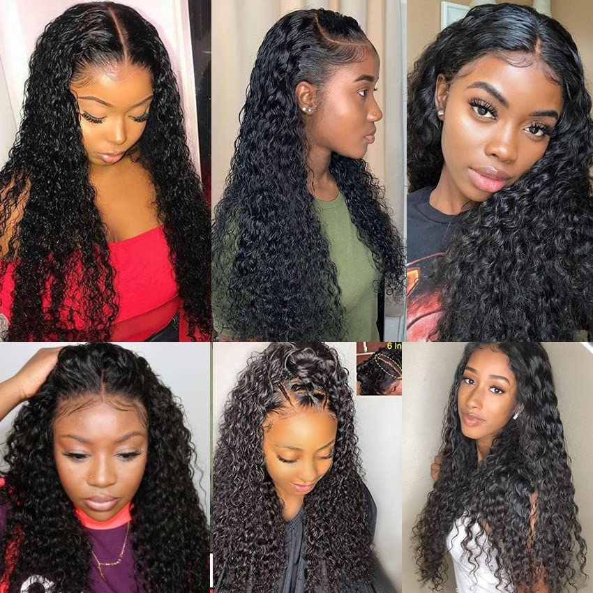 Muzkala 28 Inch 13x6 Deep Wave Lace Front Wigs Human Hair Transparent Lace Wig Pre Plucked with Baby Hair Brazilian Virgin Hair Wig for Black Women Wet and Wavy Lace Frontal Wigs 180 Density