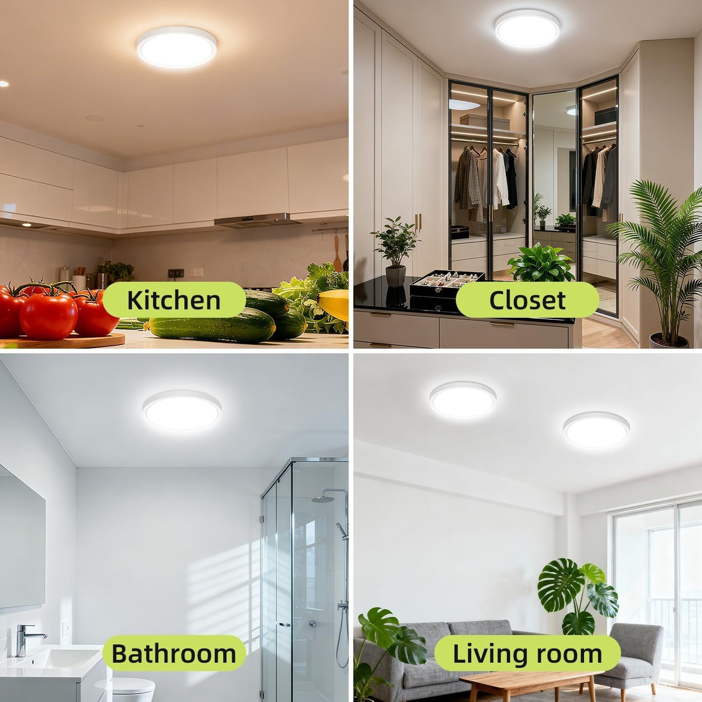 hepside LED Flush Mount Ceiling Light, 7Inch 15W LED Ceiling Lights,5 Color Temperatures in One,Ultra-Thin Flush Mount Light Fixture for Hallway,Kitchen,Bathroom,Bedroom,Dining Room,Office （8 Pack）