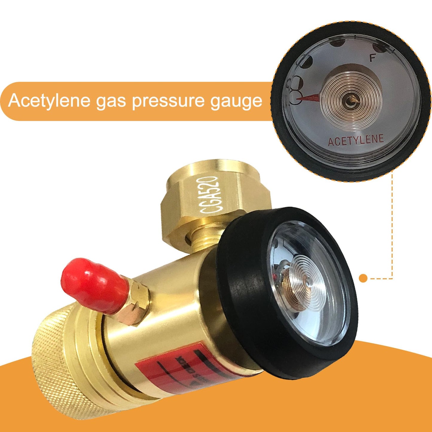 0386-0725 AR-B CGA520 Acetylene Regulator for B Tanks, for Turbo Torch regulator with Gauge, Use with TurboTorch Acetylene Kit, B Tank Torch Kit