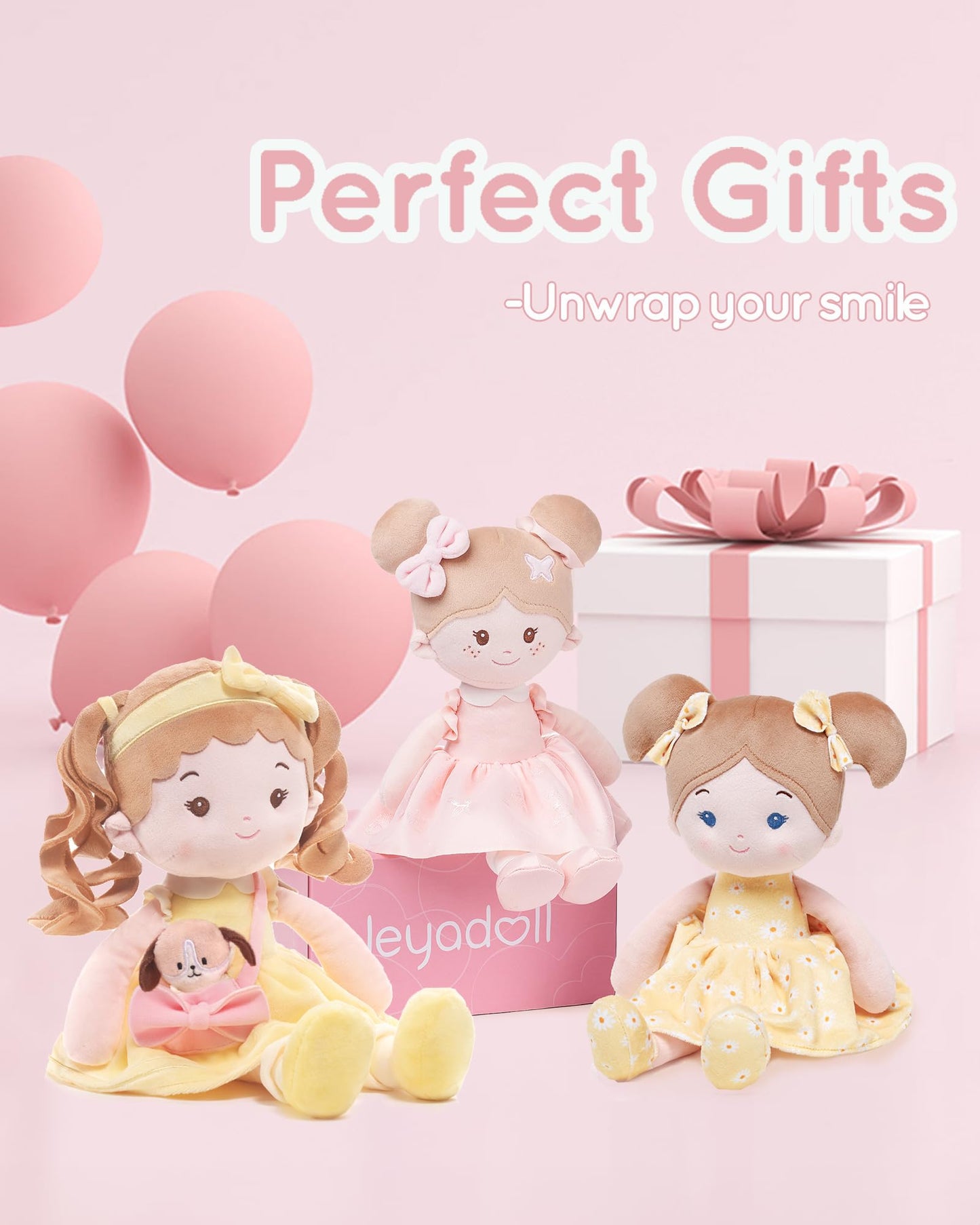 LeyaDoll Soft Baby Doll Toys (16''),Daydream-Sunny-and-Her-Pet-Dog