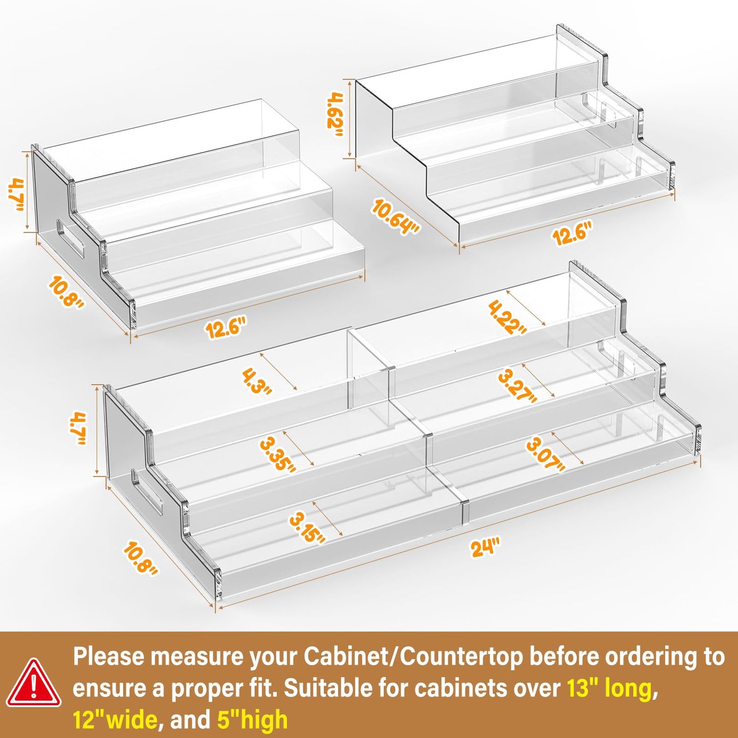 Yecuip Expandable Can Rack Organizer for Pantry, 3-Tier Adjustable Can Storage Holder, Holds Up to 24 Cans, Acrylic Canned Food Organizer for Pantry, Cabinet, Countertop, Kitchen