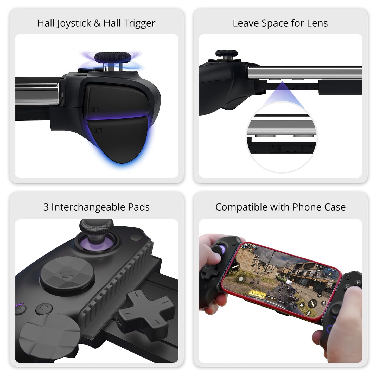abxylute S9 Gaming Phone Controller for iPhone 15/16, iPad 6/7 and Android Phone Tablet, Bluetooth and Type-C Mobile Gamepad with App, for Roblox, Genshin Impact, Call of Duty, Hall Joystick &Trigger, Handheld-Quality Black