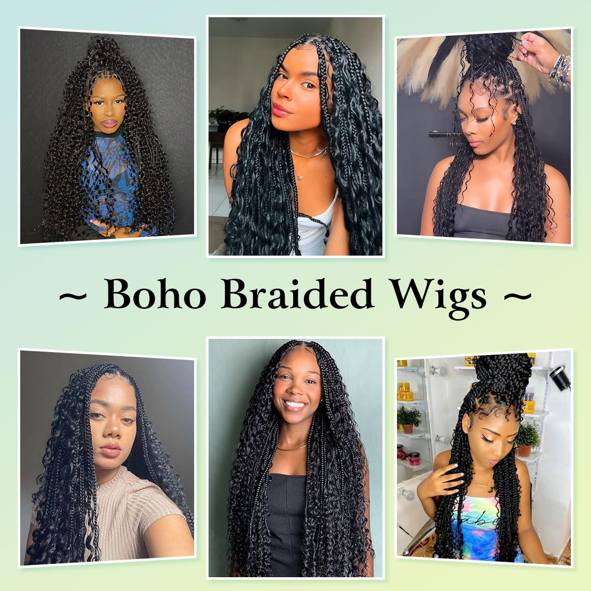 Vecago 36 inch Single Full Lace Boho Braided Wigs for Black Women, 360 HD Lace Knotless Box Braid Wigs with Baby Hair Black Synthetic Braid Wig