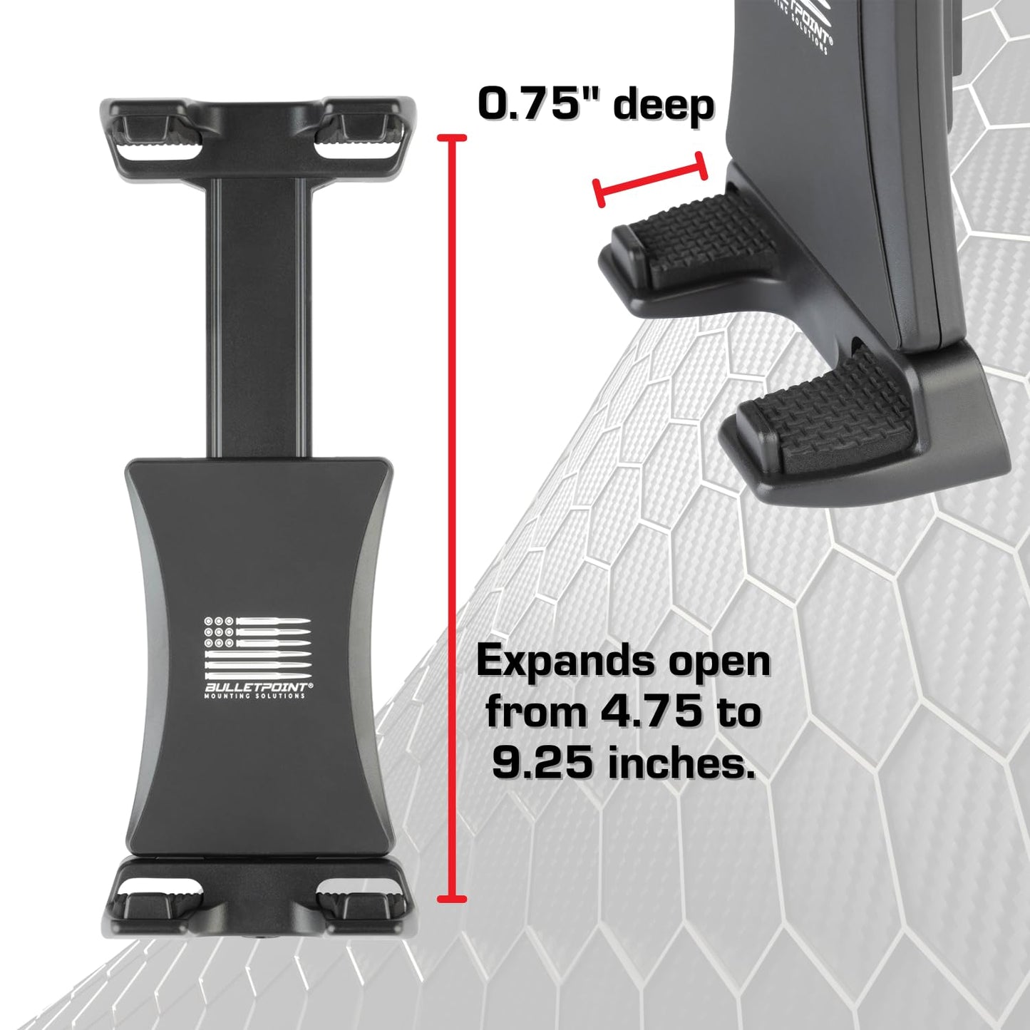 Bulletpoint Mounting Solutions Universal Tablet Mount for Truck Compatible with Apple iPad & Samsung Tablets - 20mm Integrated Ball