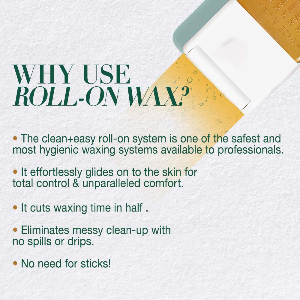 Clean + Easy Large Roller Heads for Roll On Waxing – Disposable Wax Applicator Refill for Legs & Body, Hygienic Hair Removal, Fits Soft Wax Cartridges, 24-Pack