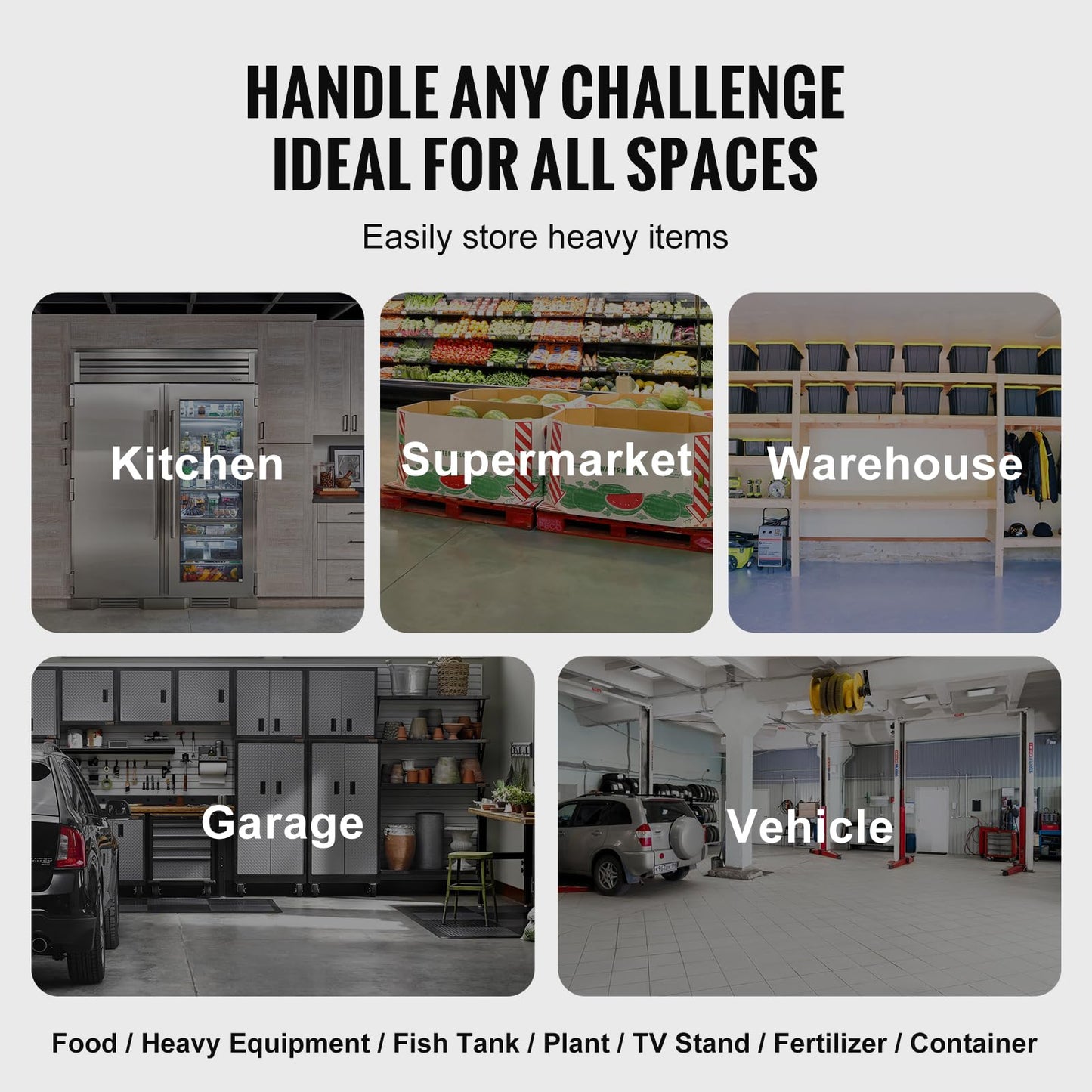VEVOR Aluminum Dunnage Rack, 36” x 20” Commercial Food Floor Rack, 8” Off The Floor, 1000 lbs Capacity All-Welded Aluminum Storage, for Storage in Restaurants, Kitchens, Garages and Vehicles