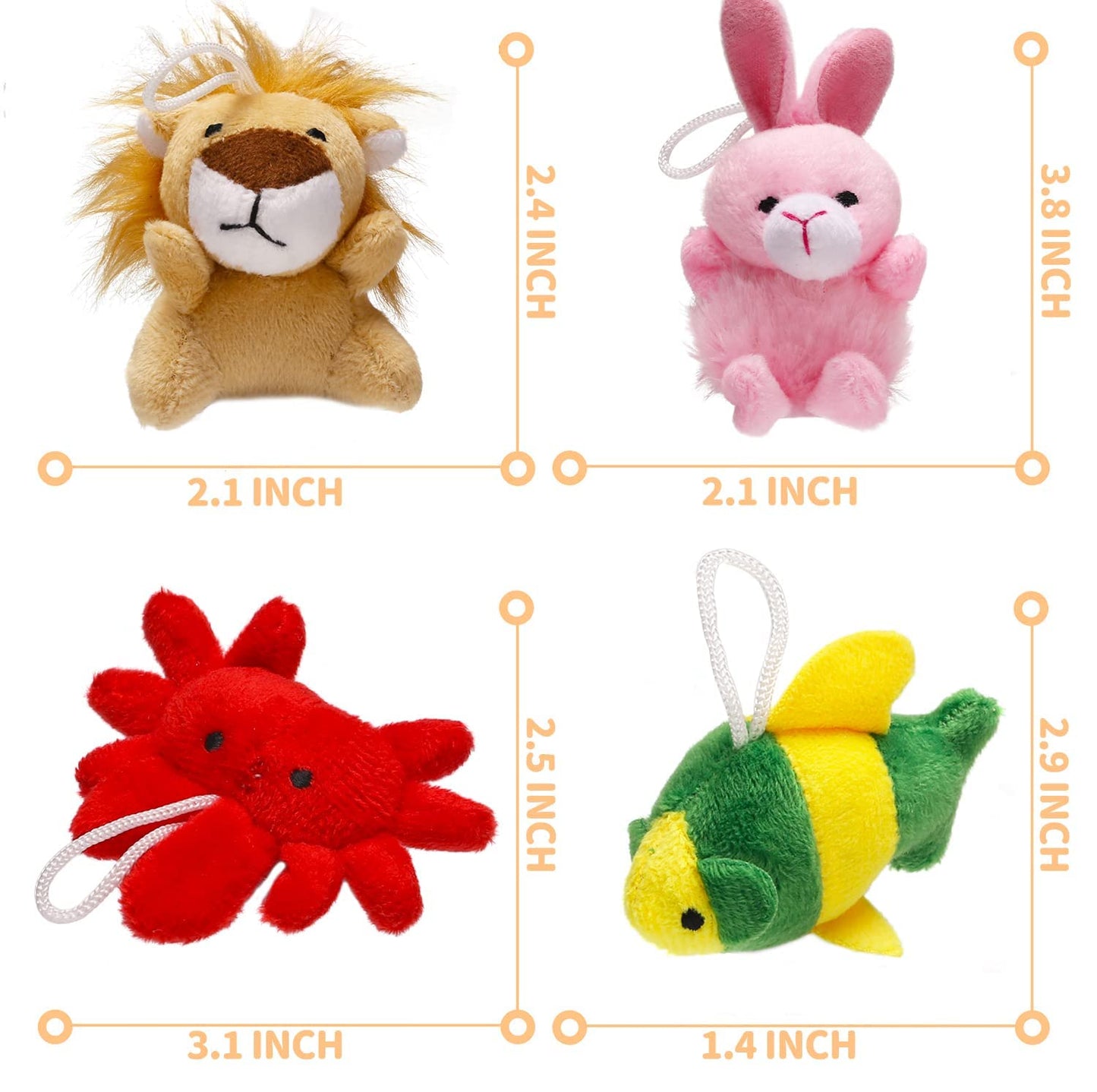56 Pack Mini Plush Animals Toys Bulk, Small Stuffed Ocean Animal Toy Set, Keychain Decoration for Claw Machine, Birthday Party Favor, Goodie Bag Fillers, Valentines Classroom Prize Box, School Reward