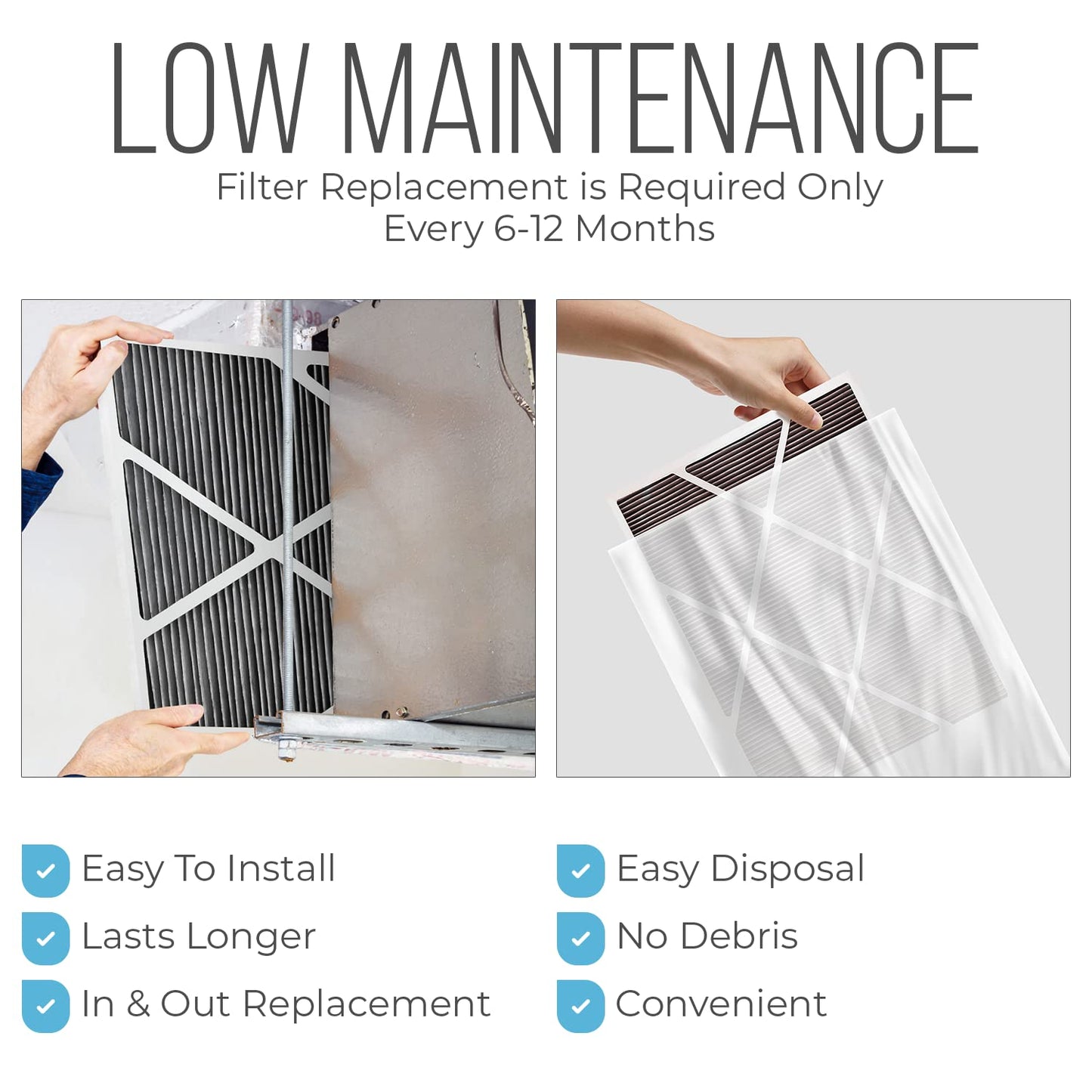 Lennox 16x25x5 Furnace Filter, X6672 Filter Replacement, Merv 16 Carbon Clean Filter Media with Homequip Disposal Bag 1-Pack (Actual Size: 15.8 x 24.8 x 4.3 Inches)