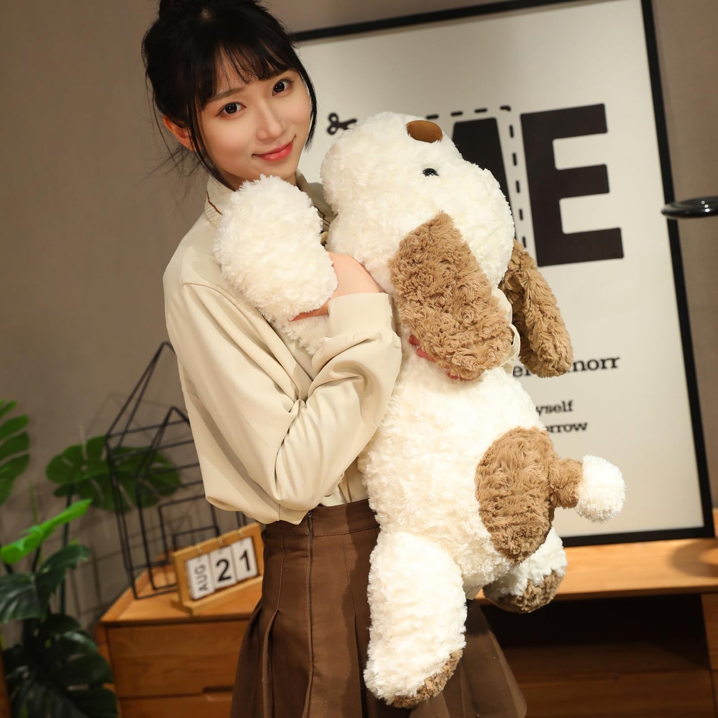 Dog Weighted Stuffed Animal, 5.7 lbs 25.5 inch Weighted Dog Plush Toy Large Dog Stuffed Animals Weighted Puppy Plush Animals Pillow Toy Gifts for Adults & Kids, Brown