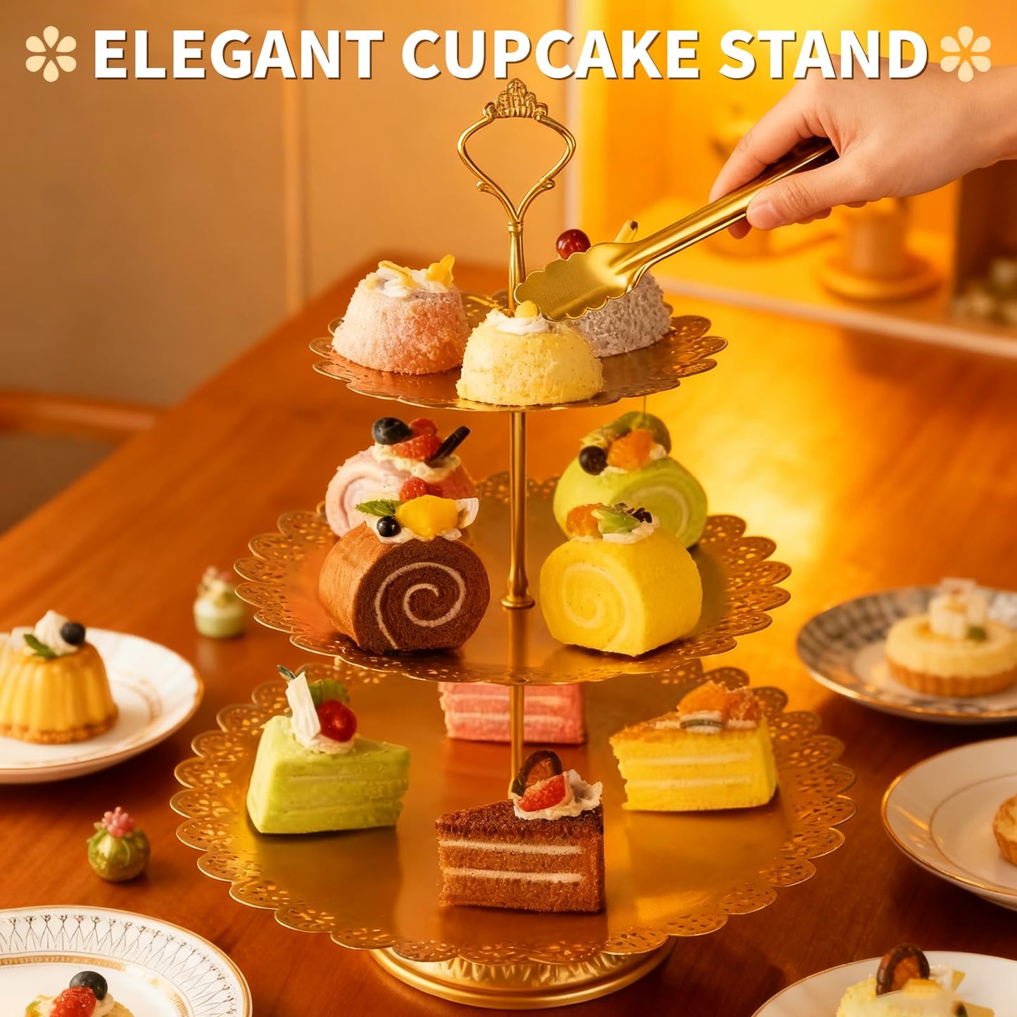 BUQ 12 PCS Gold Cake Stand Set, Dessert Table Display Set with Metal Cupcake Stand and Cake Stands for Party, Wedding, Birthday, Anniversary, Baby Shower, Thanksgiving, Christmas