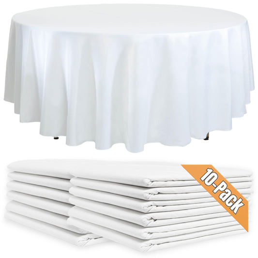 Cozy Luxe Home 10-Pack 82in White Round Paper Tablecloths Disposable | Table Cloth Cover with Plastic Backing | Elegant and Easy Cleanup Round Table Cover for Any Events