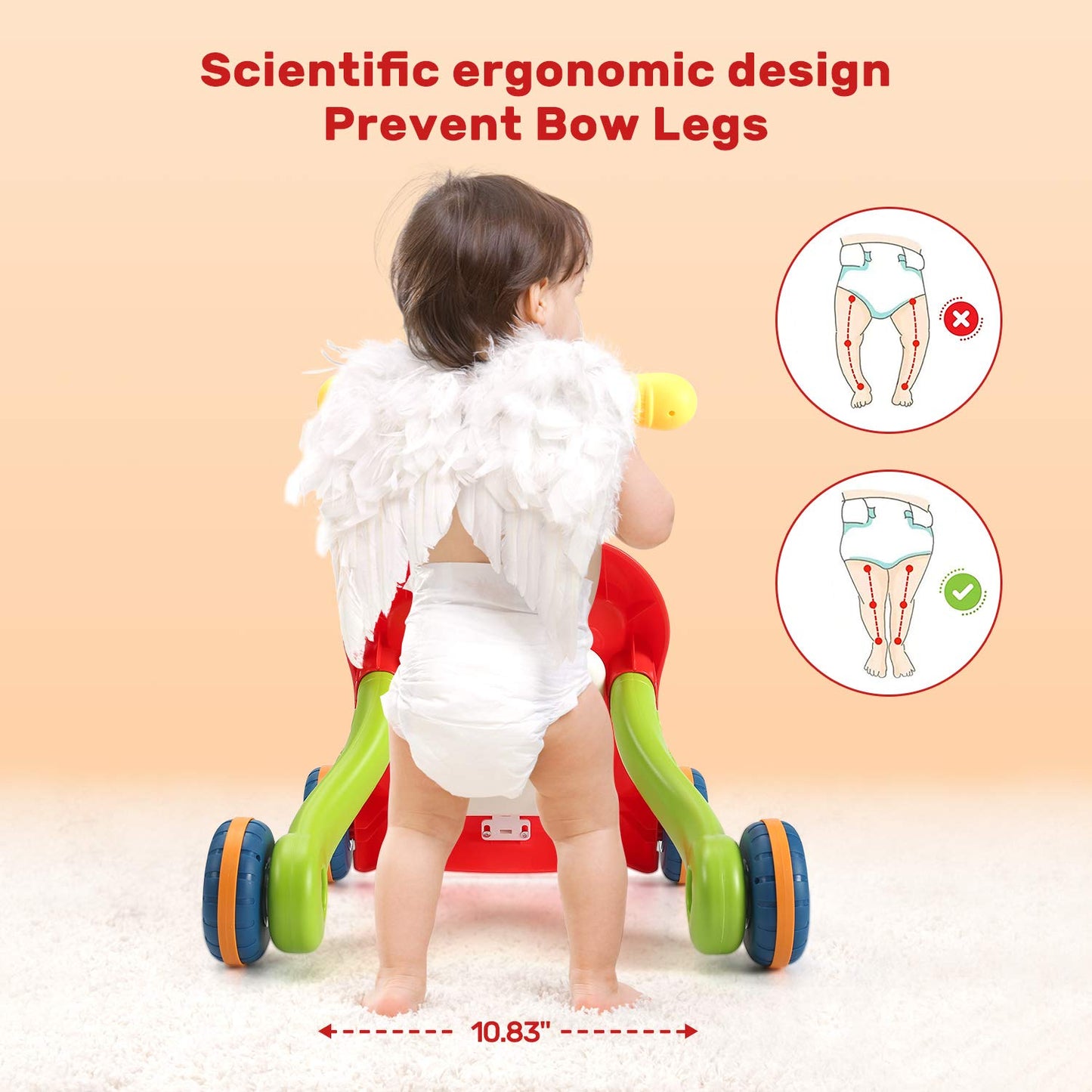CUTE STONE Sit to Stand Learning Walker, 2 in 1 Baby Walker, Early Educational Child Activity Center, Multifunctional Removable Play Panel, Baby Music Learning Toy Gift for Infant Boys Girls