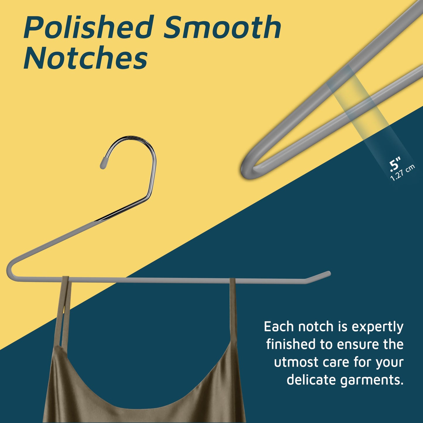 Lifemaster Metal Pants Hanger Set - 50 Pieces Elegant Non-Slip Closet Space Saving Hanger Set for Pants, Trouser, Blankets, and Jeans with Open Ended Sleek Design - Gray
