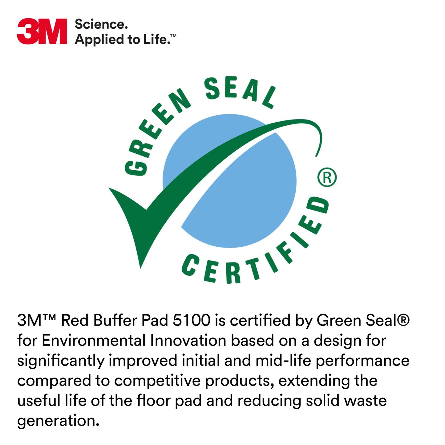 3M Buffer Floor Pad 5100, Red, 16", Removes Soil, Scratches, Scuff Marks, and Black Shoe Heel Marks