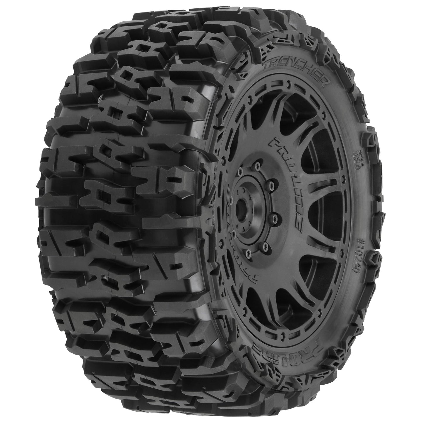 Pro-Line Racing Trencher 5.7in Tires Mounted on Raid Black 8x48 Removable 24mm Hex Wheel 2 for X-MAXX KRATON 8S & Other Large Vehicles Front or Rear PRO1024010