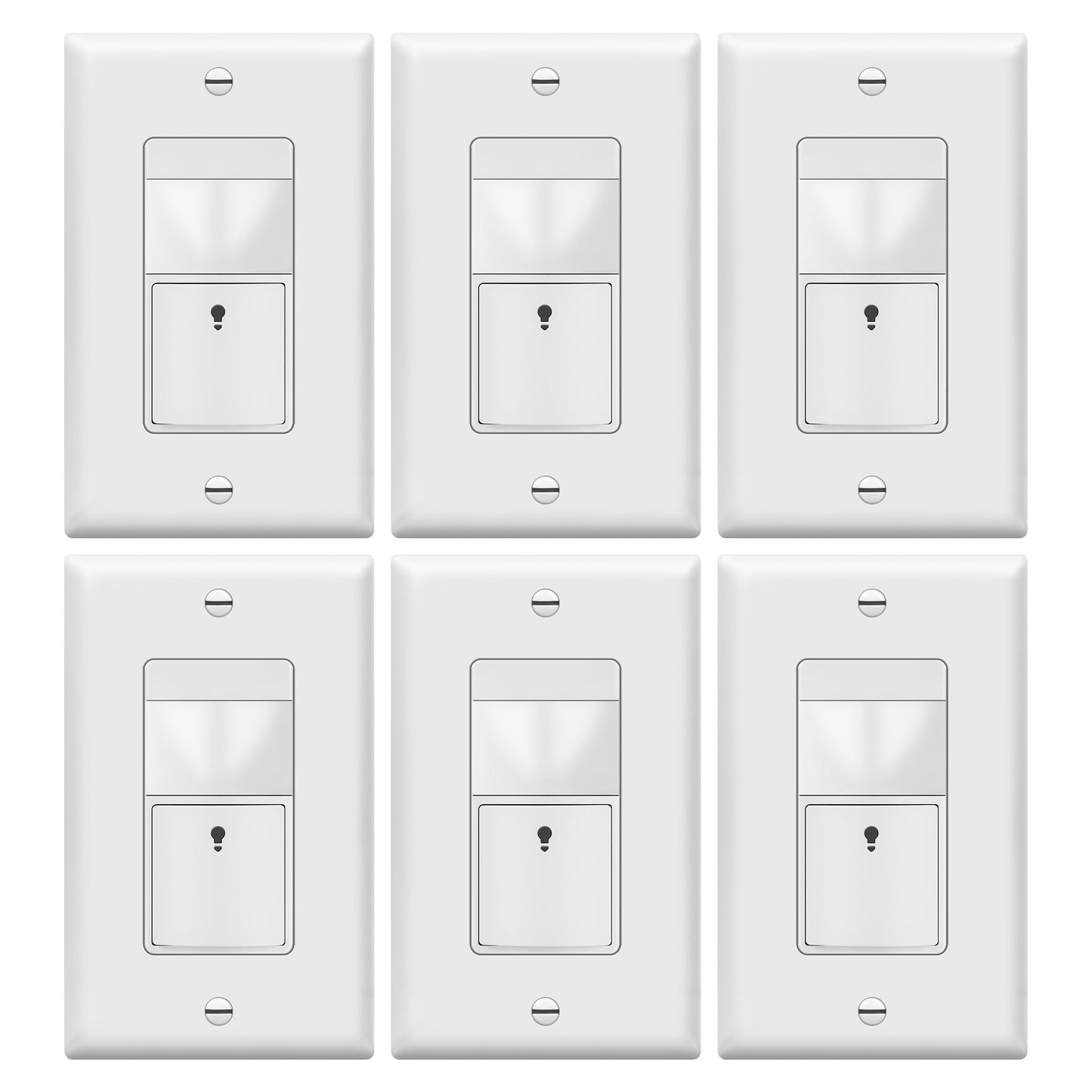 TOPGREENER PIR Motion Sensor Light Switch, Occupancy & Vacancy Motion Sensor Switch, Operable Without Ground Wire, No Neutral Wire, Single Pole, TDOS5-HL-W-6PCS, White