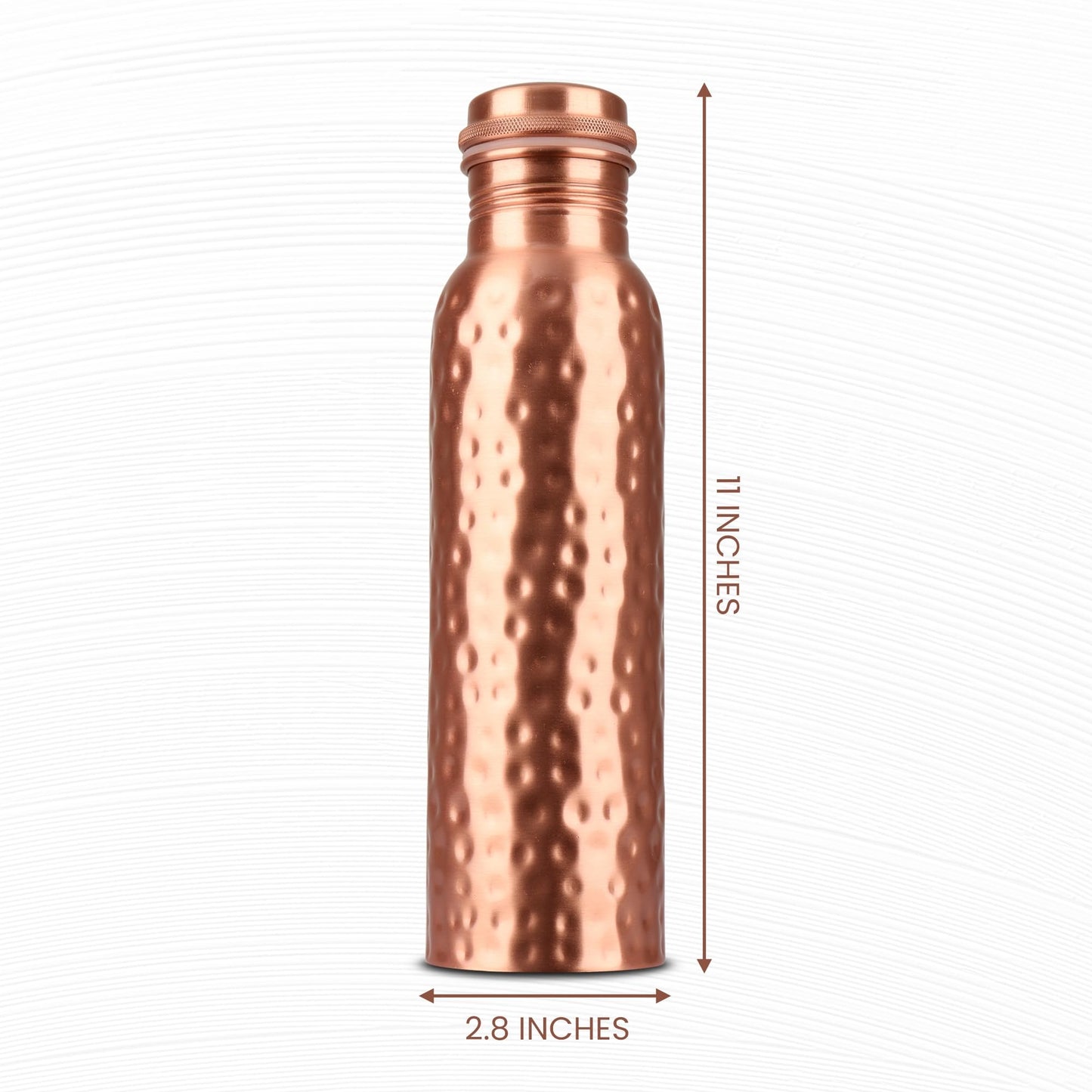ANTIQUANA 34 Oz Pure Copper Water Bottle Set – Leak-Proof Hammered Design with Tumbler, Carrying Bag & Smooth Finish Decorative – Copper Home Decore