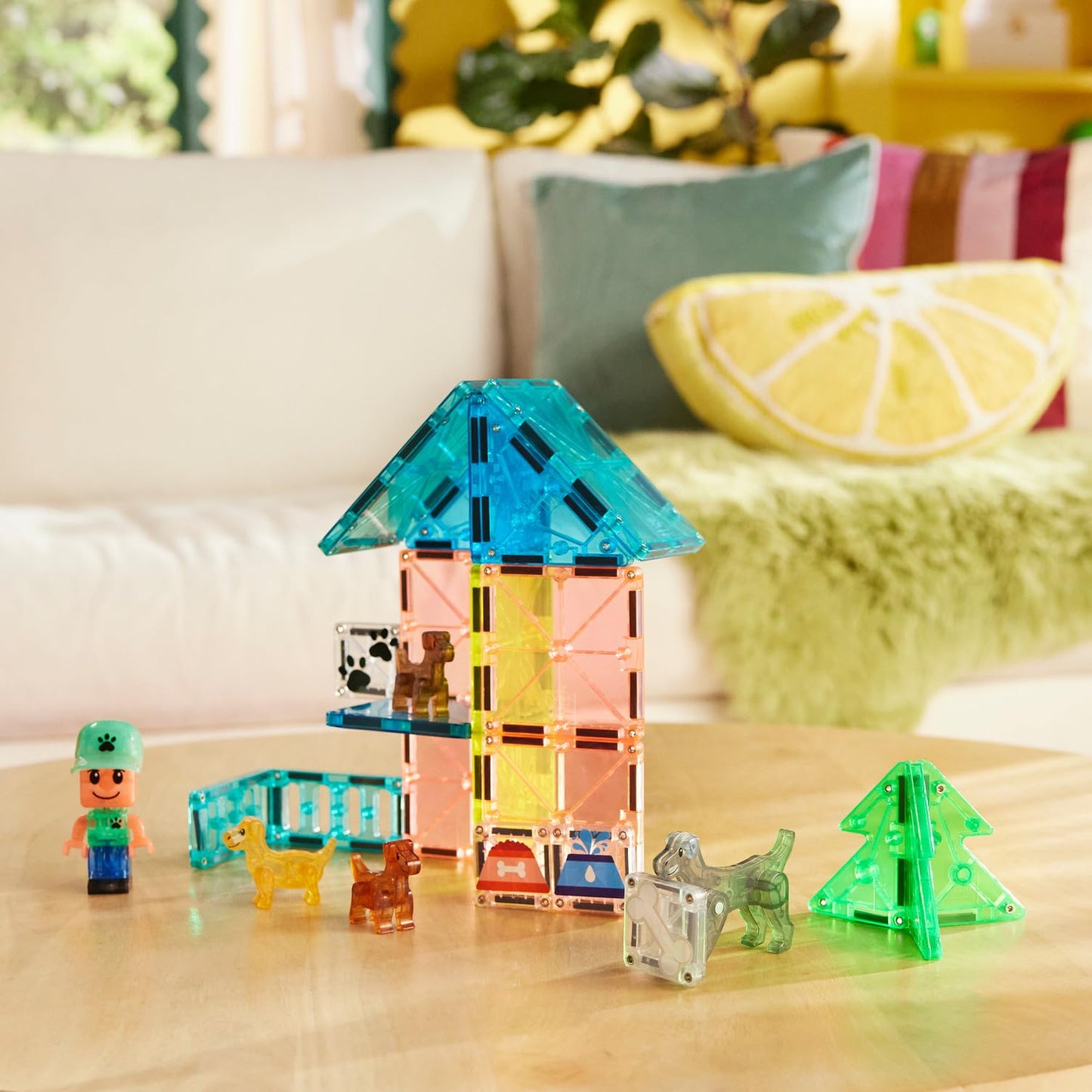 MAGNA-TILES Puppy Park 27-Piece Magnetic Construction Set, The Original Magnetic Building Brand