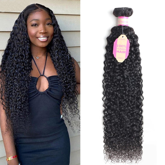 Curly Wave Human Hair Single Bundles Brazilian Virgin Hair Weave One Bundle Jerry Curly 12A Grade Unprocessed Hair Extensions Natural Black 1 Bundle 22 inch 100g/pc