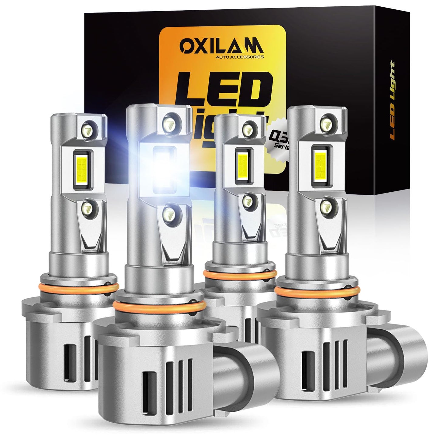 OXILAM 9005 9006 LED Bulbs Combol, HB-3 & HB-4 900% Brighter 6500K Cool White Driving Bulbs, Anti-Flicker, 10-Years Lifespan, Fog Lights Compatible with Cars Trucks SUVs, Pack of 4