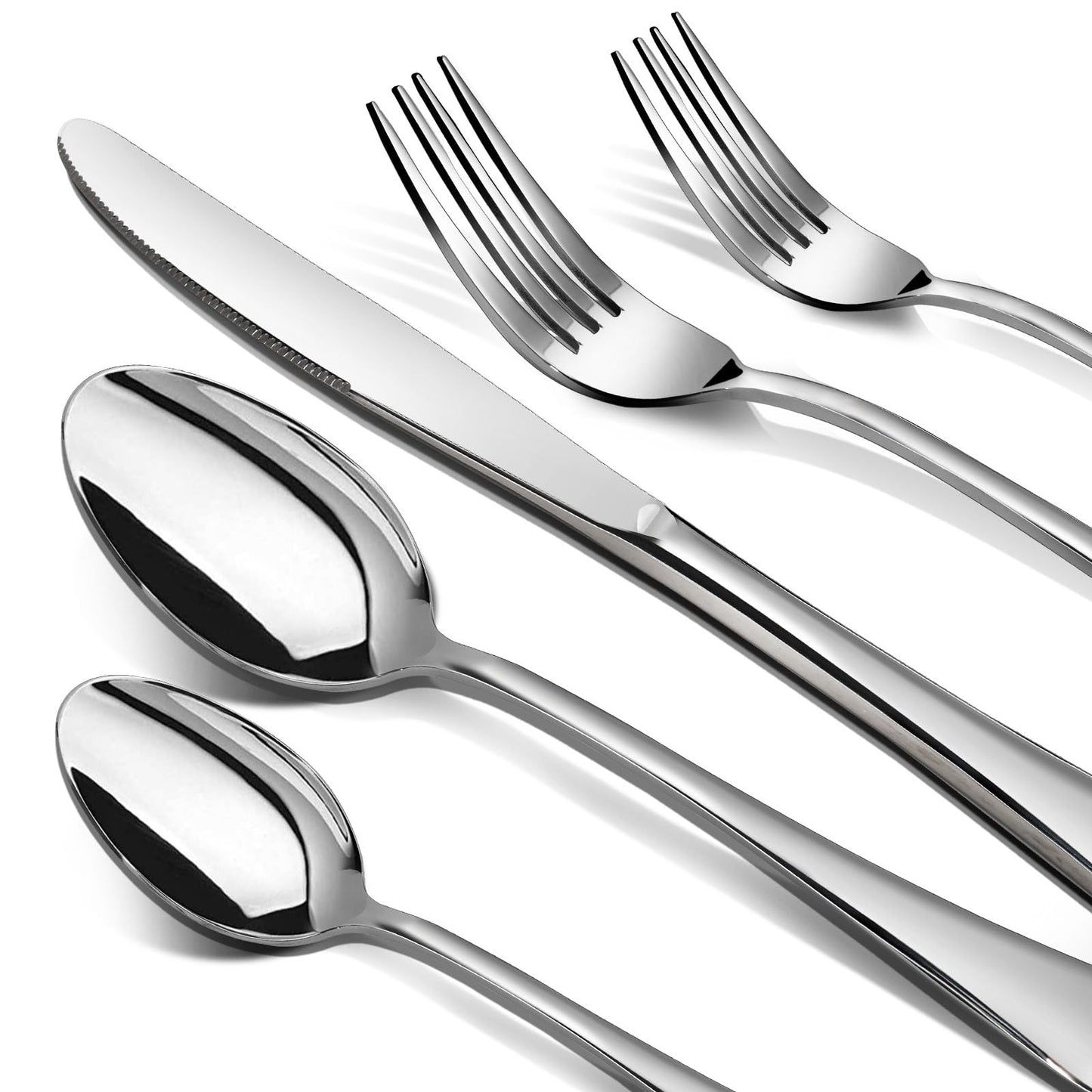 Silverware Set, 40 Piece Stainless Steel Cutlery Sets for 8, Heavy Duty Flatware, Mirror Polished Forks Spoons and Knives Set, Reusable Utensils for Home Kitchen, Dishwasher Safe