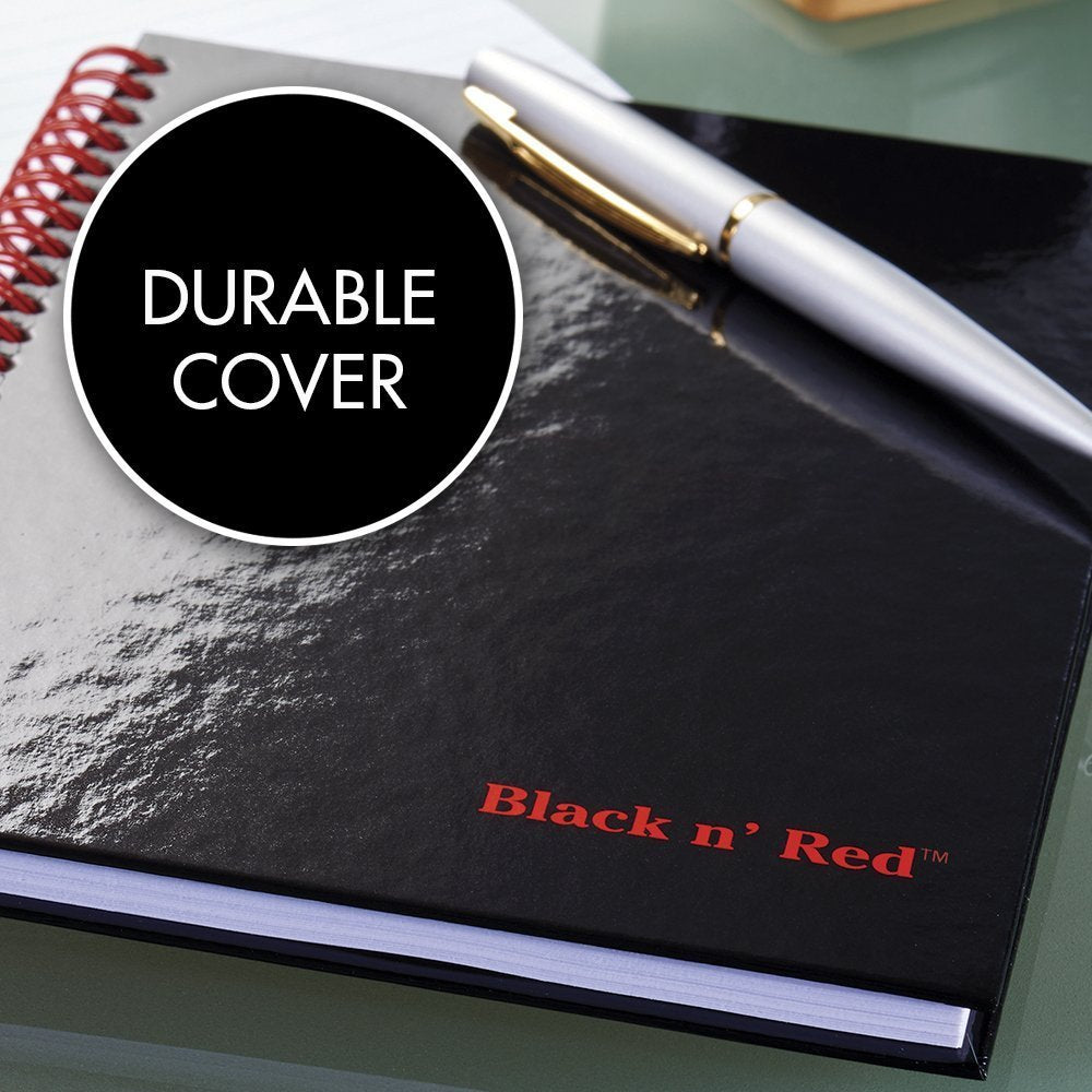 Black n' Red Twin Wire Hardcover Notebook, 8-1/4" x 5-7/8", Black/Red, 70 Ruled Sheets, Sold as 5 Pack (L67000)