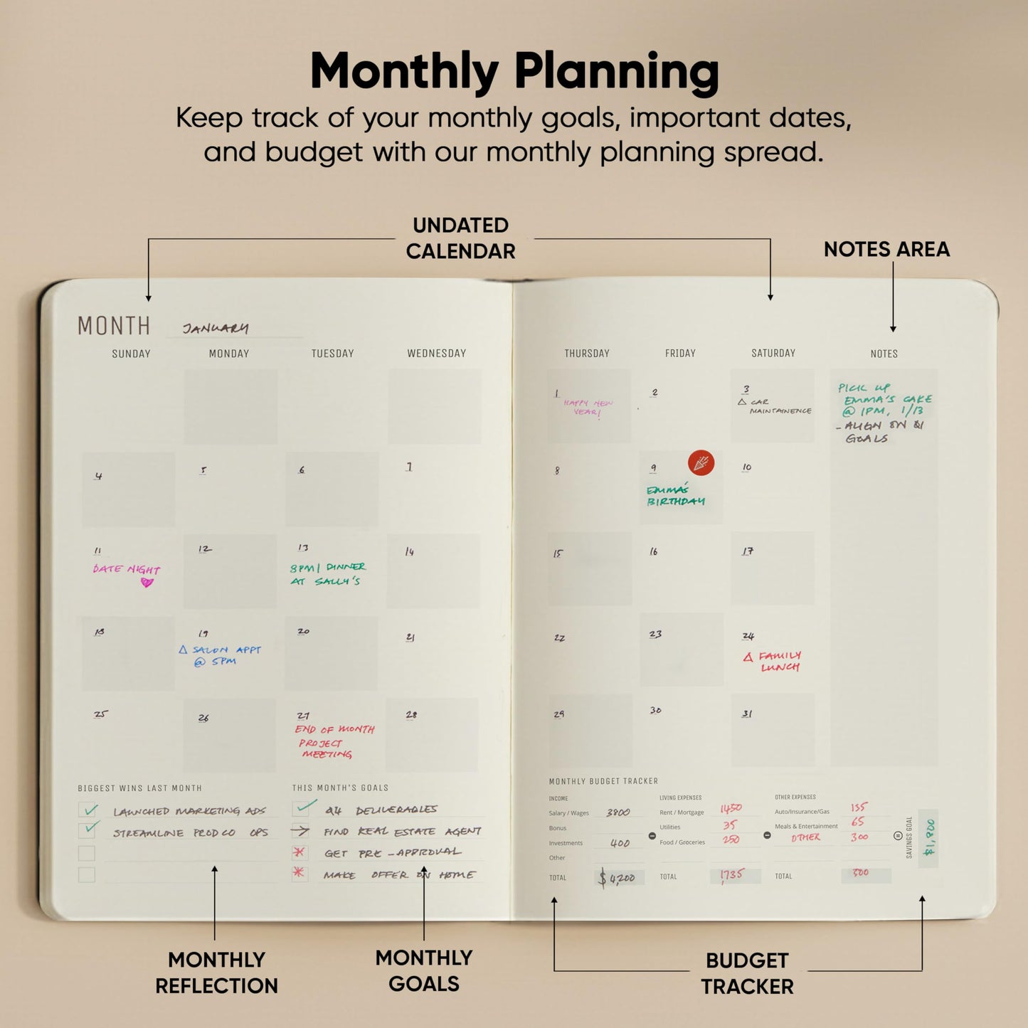 Undated, 2026 Planner, 8.5" x 11" - The #1 Productivity Planner to Achieve Your 2026 Goals - Planner 2026-2027 by PRODUCTIVITY STORE (A4, BLACK)