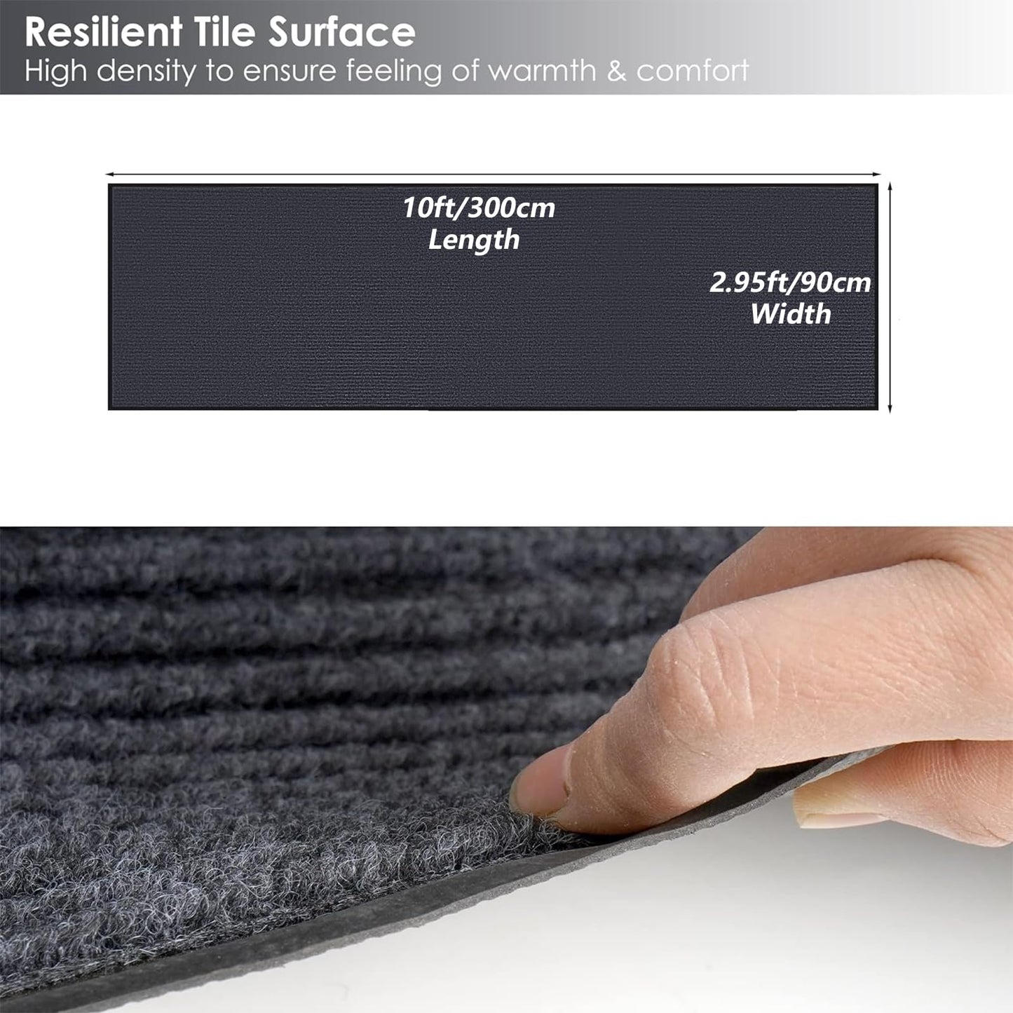 GOOFCXO 3 x 10 FT Commercial Runner Rug, Floor Mat Area Rugs with Non-Slip PVC Backing Indoor Outdoor Hallway Carpet Runner for Kitchen Balconies Living Room Dining Room Decks Patio - Gray