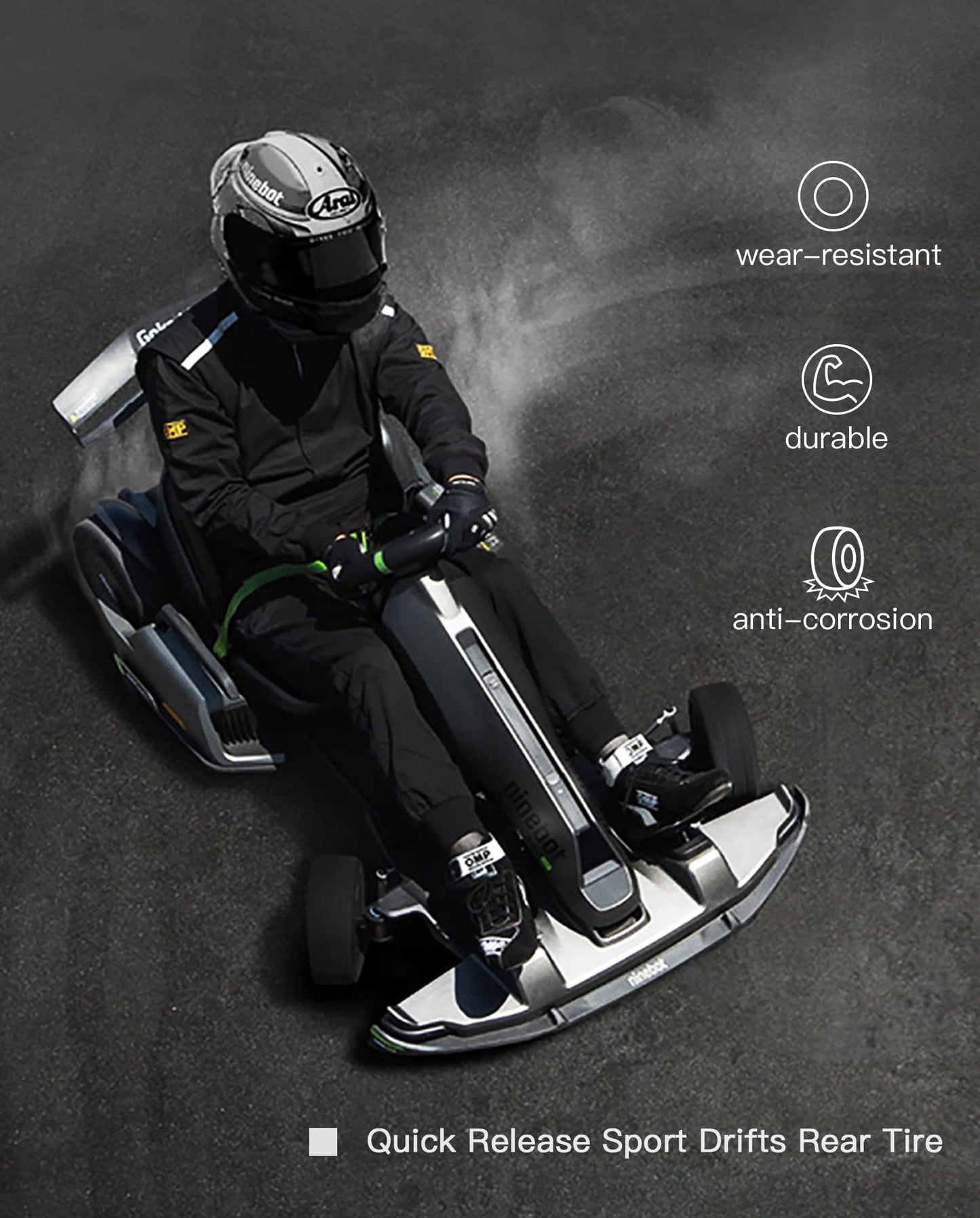 Electric GoKart Pro / Pro2 and Gokart Bundle Rear Tire Compatible with Ninebot by Segway Gokart Kit(with Ninebot S Max), Go Kart Pro 2 Quick Release Sports Drift Tires Original Accessories (2PCS)