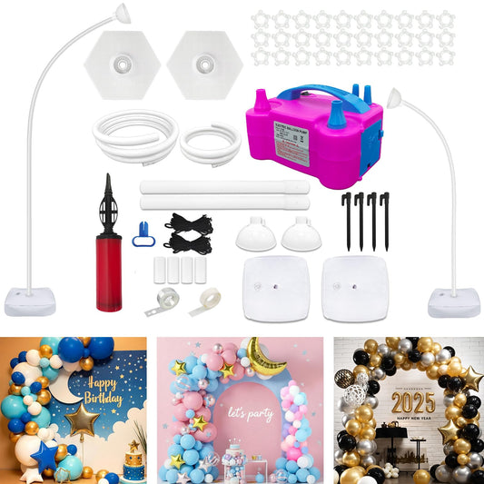 CYAOOI Balloon Arch Kit with Balloon Pump Electric, 8.2FT & 5FT Free Bending Balloon Arch Stand, Half Arch Frame Balloons Column Stand with Water Fill Base for Wedding Baby Shower Birthday Party Decor