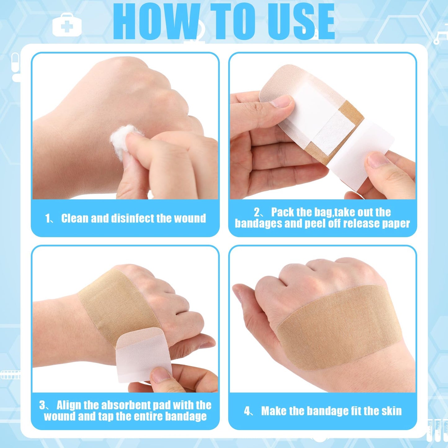 Sinmoe 600 Pcs Large Bandages Bulk Big Flexible Adhesive Wound Care Fabric Bandages for Care and Protect Wounds, 2 x 4 Inch