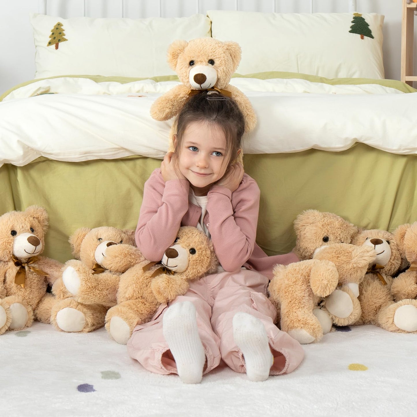 MaoGoLan Bulk Teddy Bear Baby Shower, 10 Packs Small Teddy Bear Stuffed Animals in Bulk,13.5" Small Stuffed Bears Plush for Wedding,Birthday,Christmas, Party Decorations