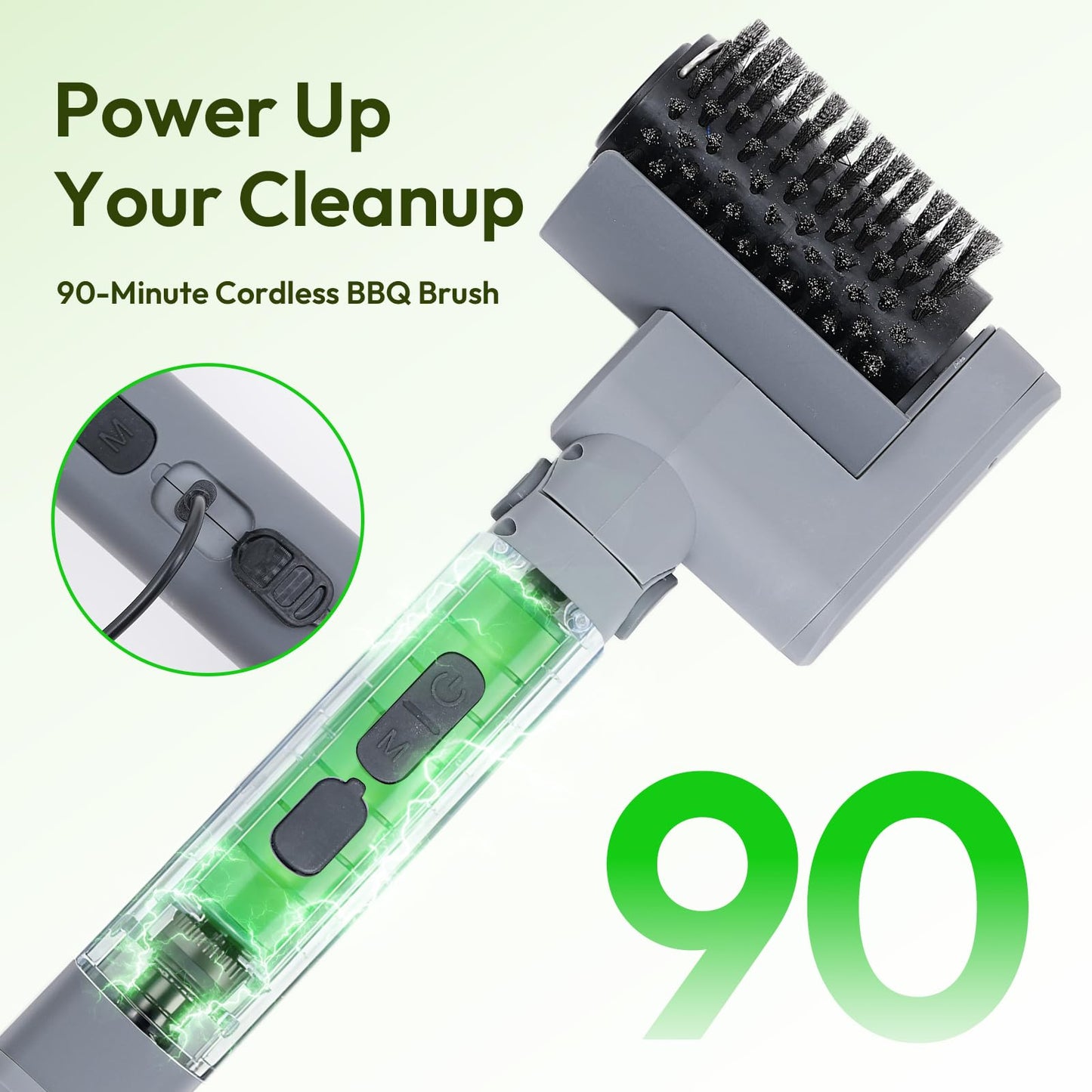 Reindeer Tools 2026 Upgraded Electric Grill Brush, Stainless Steel BBQ Cleaner, 410 RPM High Torque Power Scrubber, 90-Min Runtime, Hot Grill Safe for Gas, Charcoal & Cast Iron Grates