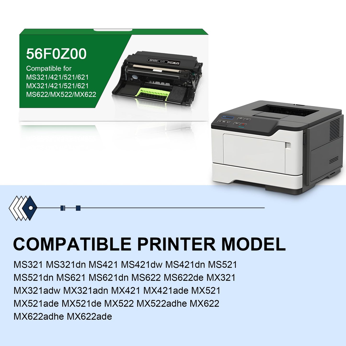 56F0Z00 Imaging Unit - Replacement for Lexmark MS321 MS521 MS321dn MS421dn MS421dw MS521dn MS622de MX321adn Printer