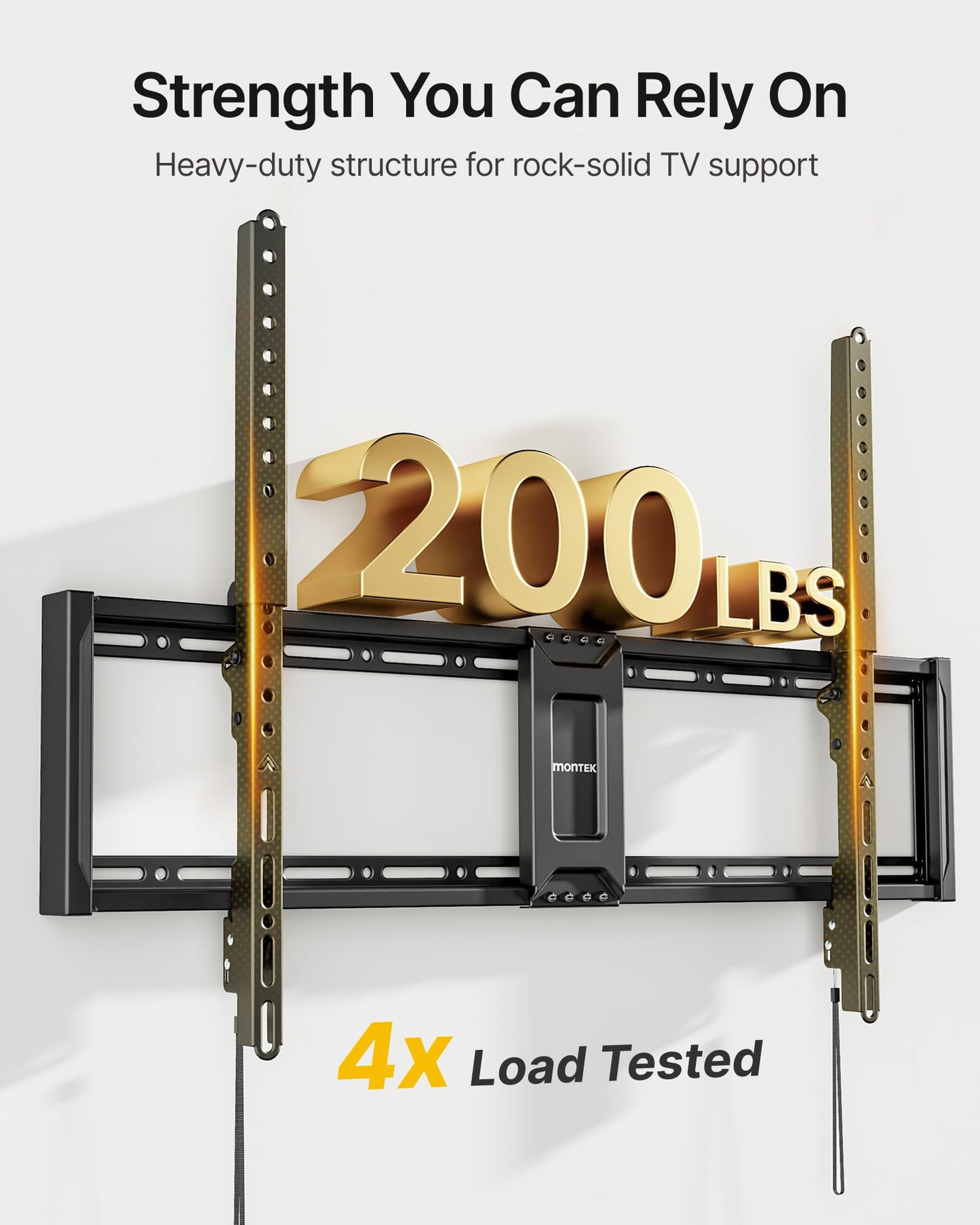 monTEK Heavy Duty Fixed TV Wall Mount for 43–100 Inch TVs up to 200 lbs, 1.2" Ultra Slim Low Profile Wall Mount Bracket, Max VESA 800x600mm, Fits 16"/18"/24"/32" Wood Studs, Secure Space-Saving Design