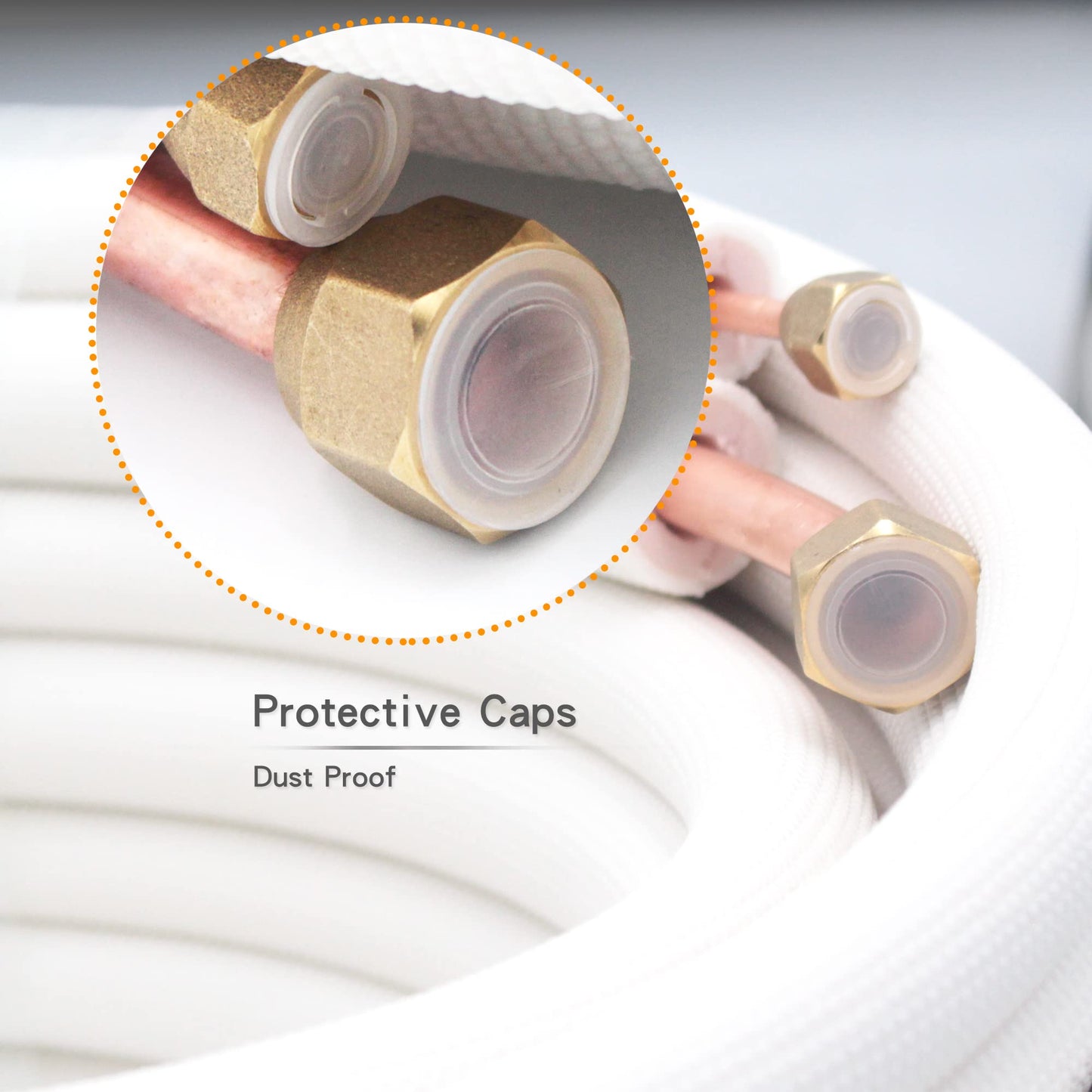 25ft Length Mini Split Line Set,1/4" 1/2" OD Copper Pipes Tubing and 3/8 White PE Thickened Insulated Coil with Flared Nuts for Mini Split Air Conditioner HVAC or Heat Pump System. (25Ft(1/4+1/2))