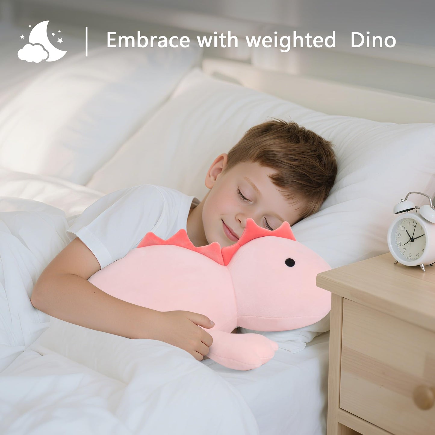 22" 3.5 lbs Weighted Dino Stuffed Toys, Cute Animals Plushie Dolls Pillow Gifts for Kids Adults (Pink)