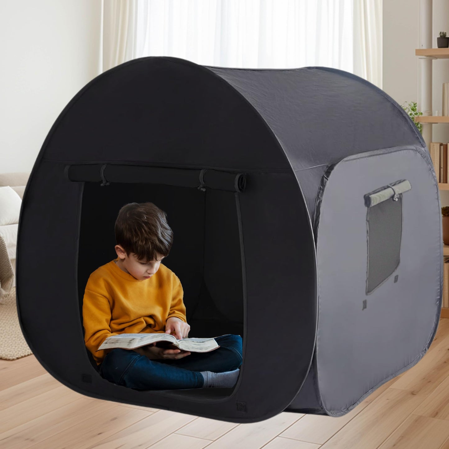 lukidoki Sensory Tent for Kids with Autism - CPC Certification Sensory Calm Corner Helps ADHD, SPD Children Relax, Reduce Anxiety - Portable Pop-up Blackout Hideout Play Tent Toys Add Windows