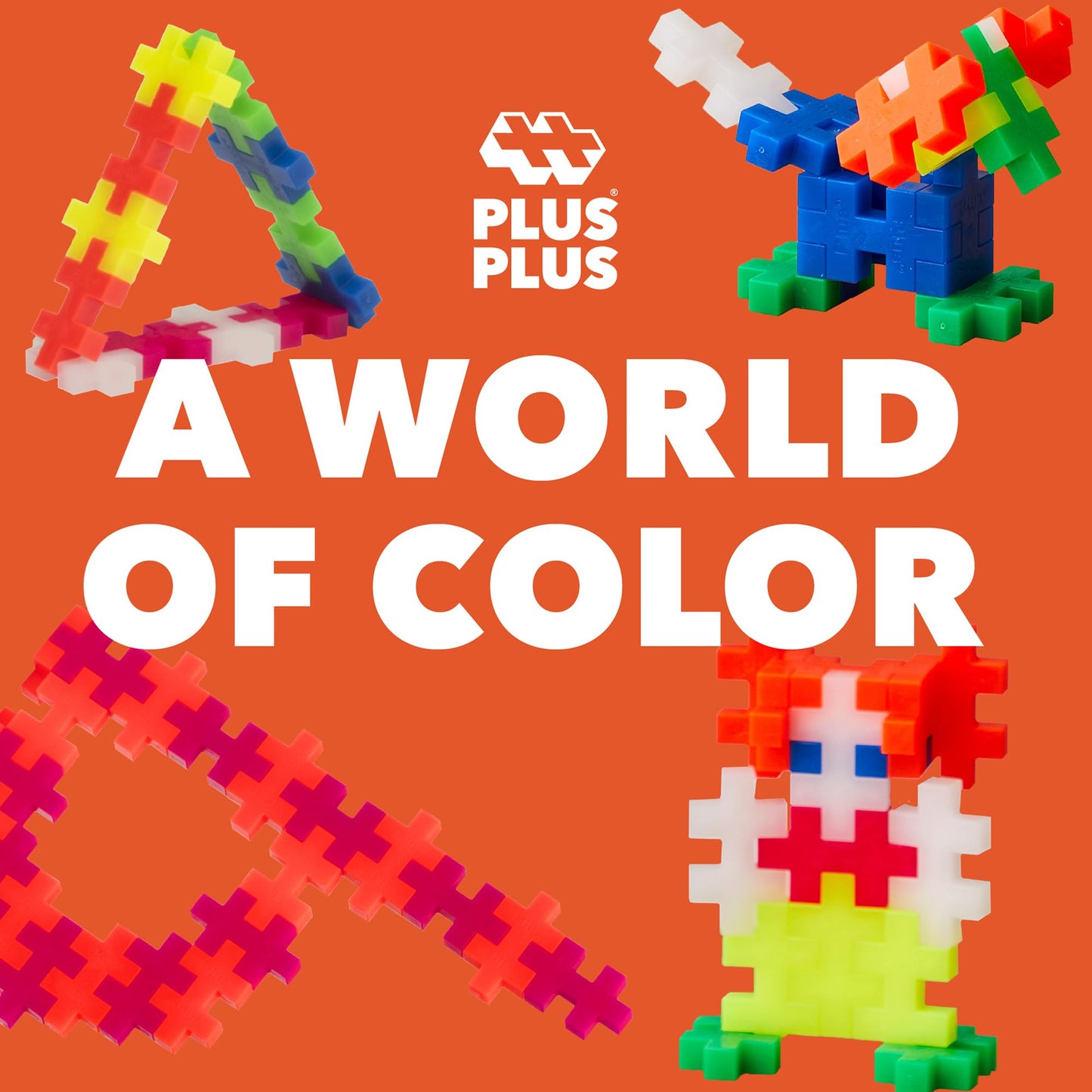 Plus Plus - Big Neon Mix - 100 Pieces - Creative Building and Construction Set - Mix of Neon Colors in a Box - Kids 1 to 6 Years - 3411