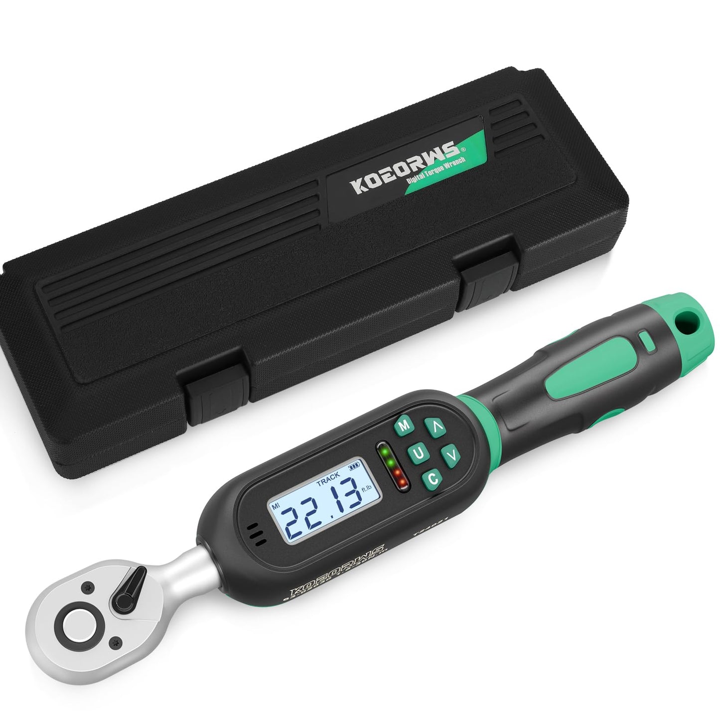 KOEORWS 1/4 Inch Drive Digital Torque Wrench, 1.11-22.13Ft.lb/1.5-30N.m, Small Electronic Torque Wrench with Preset Value, Buzzer & LED Indicator, 2% Accuracy for Bike, Bicycle
