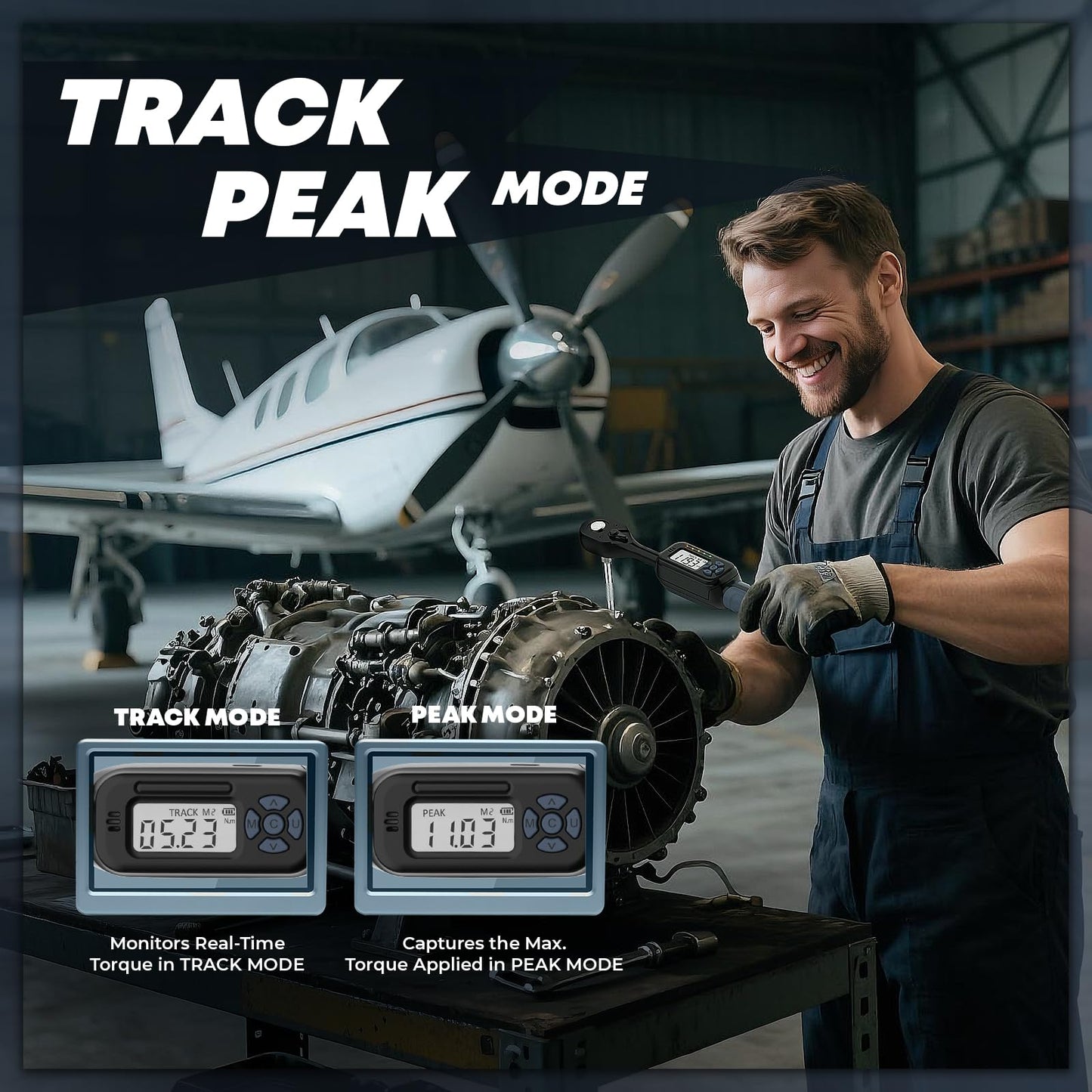 3/8 Torque Wrench Digital (5.02-99.6 Ft.Lb）±1 % Accuracy Digital Spark Plug Socket & Tire Inch Pound Torque Wrench 3/8 Drive with Buzzer and LED Flash Notification Track Mode for Moto Auto Car