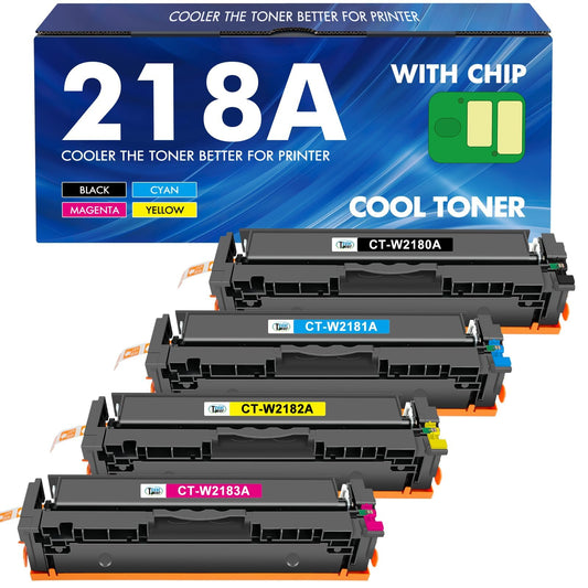 218A 218X Toner Cartridges 4 Pack 3301fdw with Chip Compatible Replacement for HP 218A 218X Color Laserjet Pro MFP 3301cdw 3201dw 3301sdw Printer High Yield Ink Set W2180A (Black Cyan Yellow Magenta)