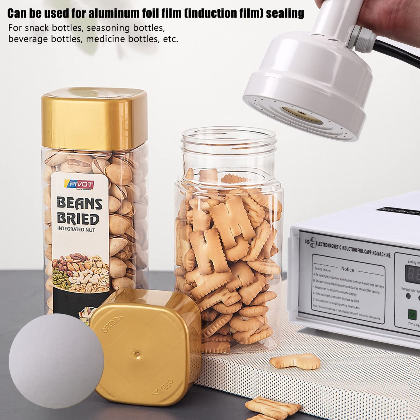Fanlocn Bottle Cap Sealer, Induction Heat Sealer For Plastic, Glass Bottles 20-100mm 110v