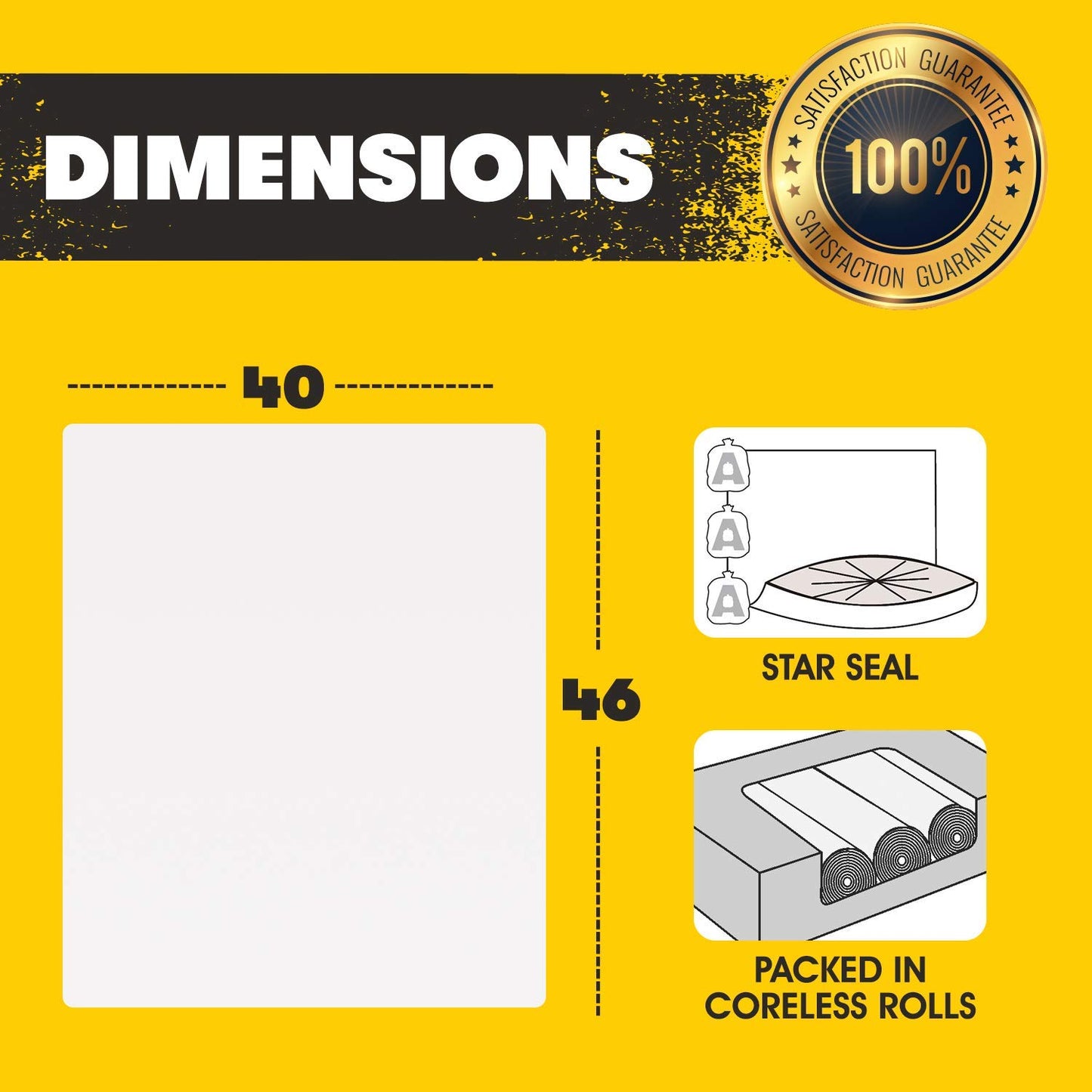 45 Gallon Clear Trash Bags - 40 inch x 46 inch - 2.0 MIL (Equivalent) - CSR Series - Heavy Duty Industrial Liners Clear Garbage Bags for Recycling, Contractors, Storage, Outdoor, 1 Count (Pack of 100)