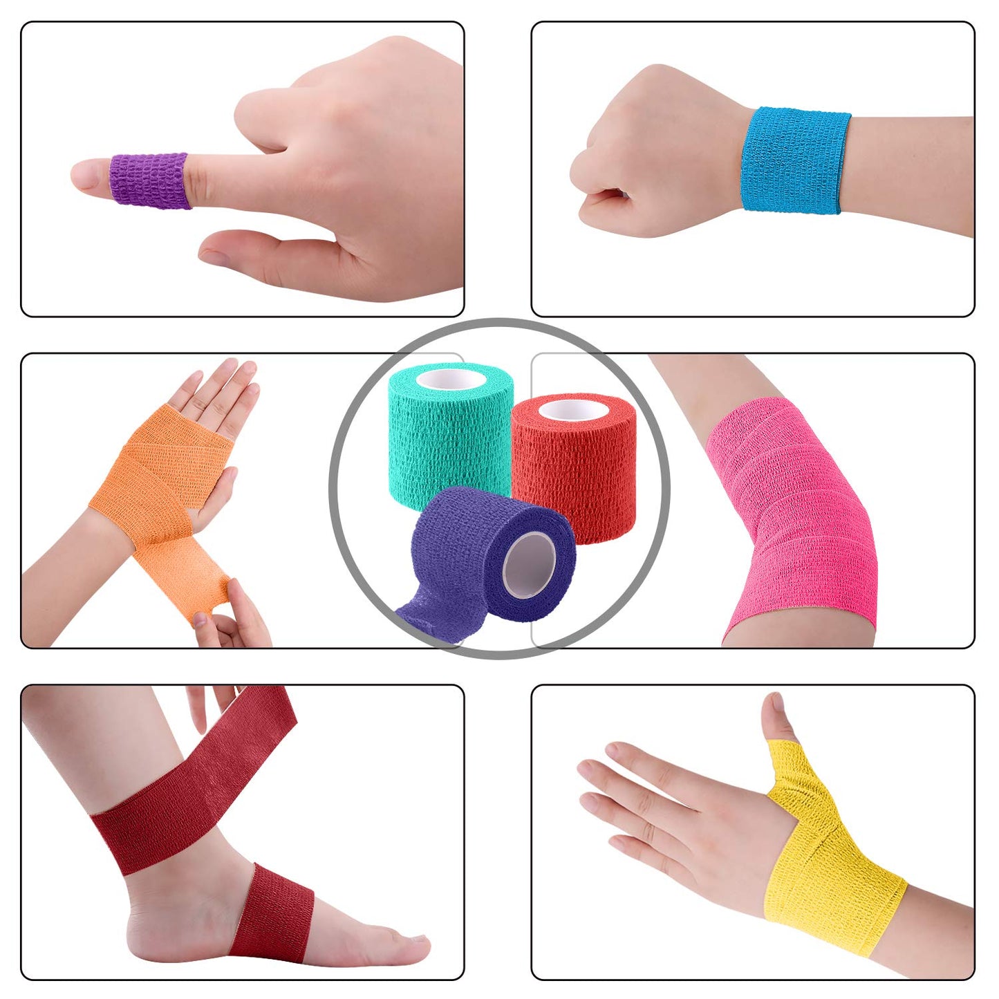 BQTQ 84 Rolls Self Adhesive Bandage Wrap 2 Inch x 5 Yards Self Adherent Tape Breathable Athletic Stretch Bandages Self Sticking Bandge Wraps for Athletic Sports Wrist Ankle (Rich Color)