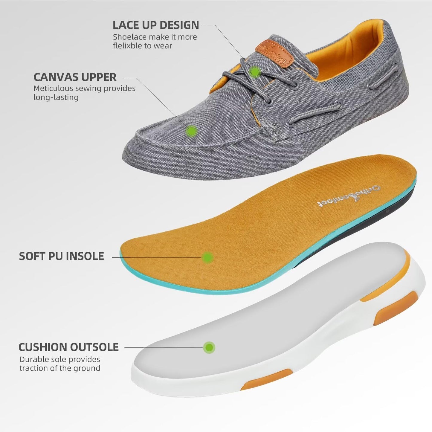 Men's Orthopedic Slip On Loafers Walking Shoes: Dressy Fit Orthotic Slip-On Shoes for Plantar Fasciitis, Cushion Supportive Canvas Loafers for High Arch Diabetic Grey Size 14