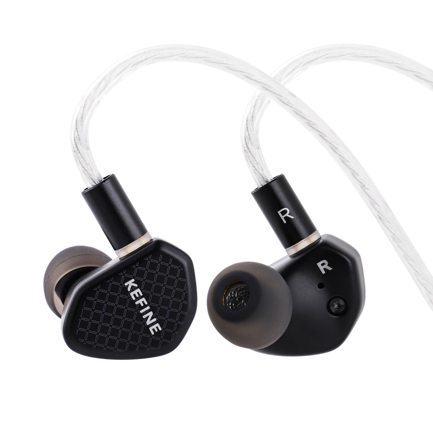 Linsoul Kefine Klean in Ear Monitor,10mm DLC Diaphragm Dynamic Driver HiFi Earphones,Wired Gaming Earbuds,Replaceable Nozzles,Detachable Silver-Plated Cable for Audiophile (No Mic 3.5mm, Black)