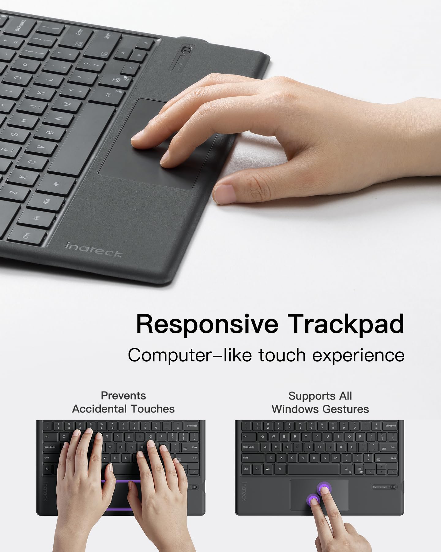 Inateck Surface Pro 7 Keyboard with Precision Touchpad, Bluetooth 5.3, 7-Color Backlight, Compatible with Surface Pro 7/7+/6/5/4, KB02027