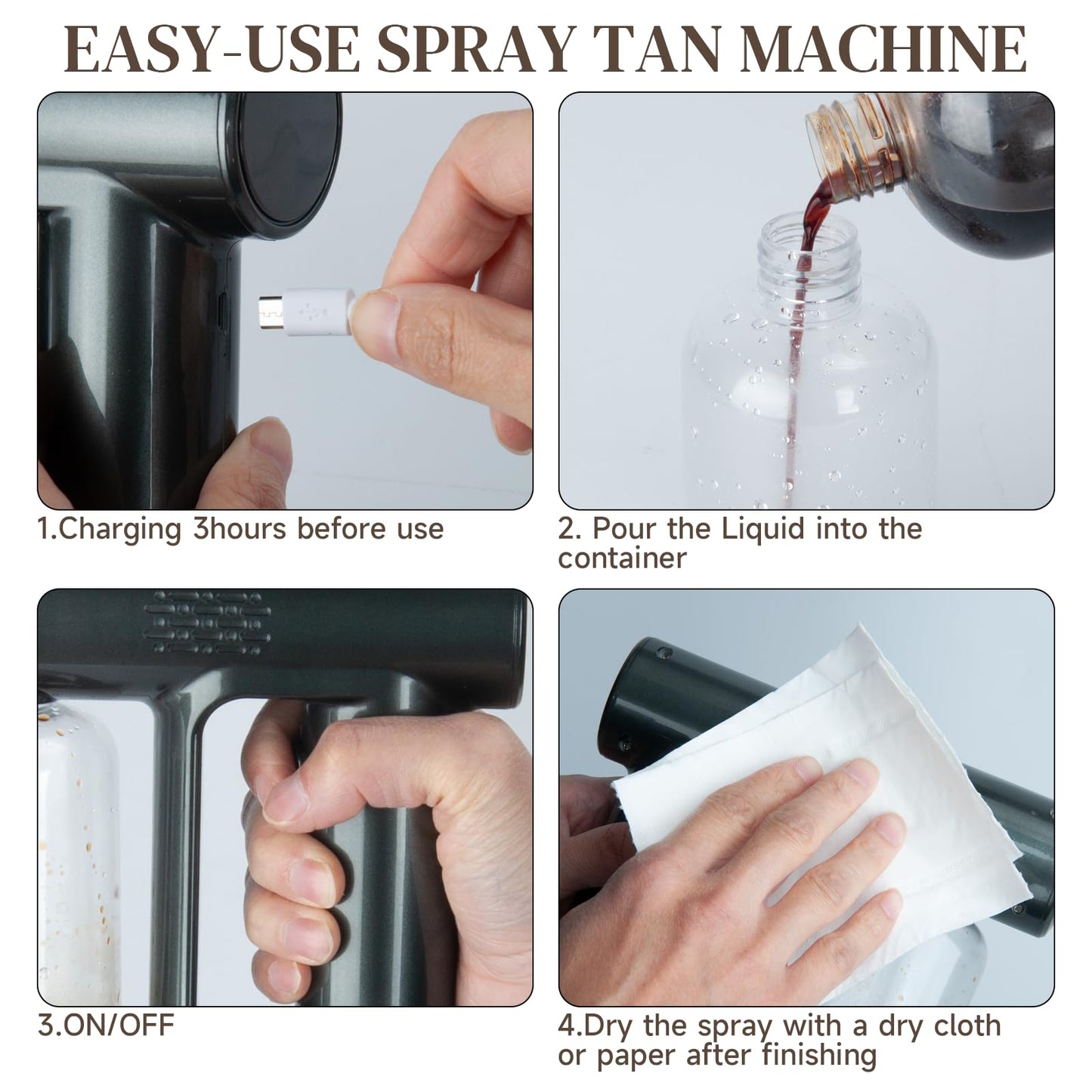 Cordless Spray Tan Machine, Rechargeable Spray Tan Gun Self Tanners Mobile for Beach Taning Home Spray Taning Travel Self Tanner DIY Salon Tanning Machine